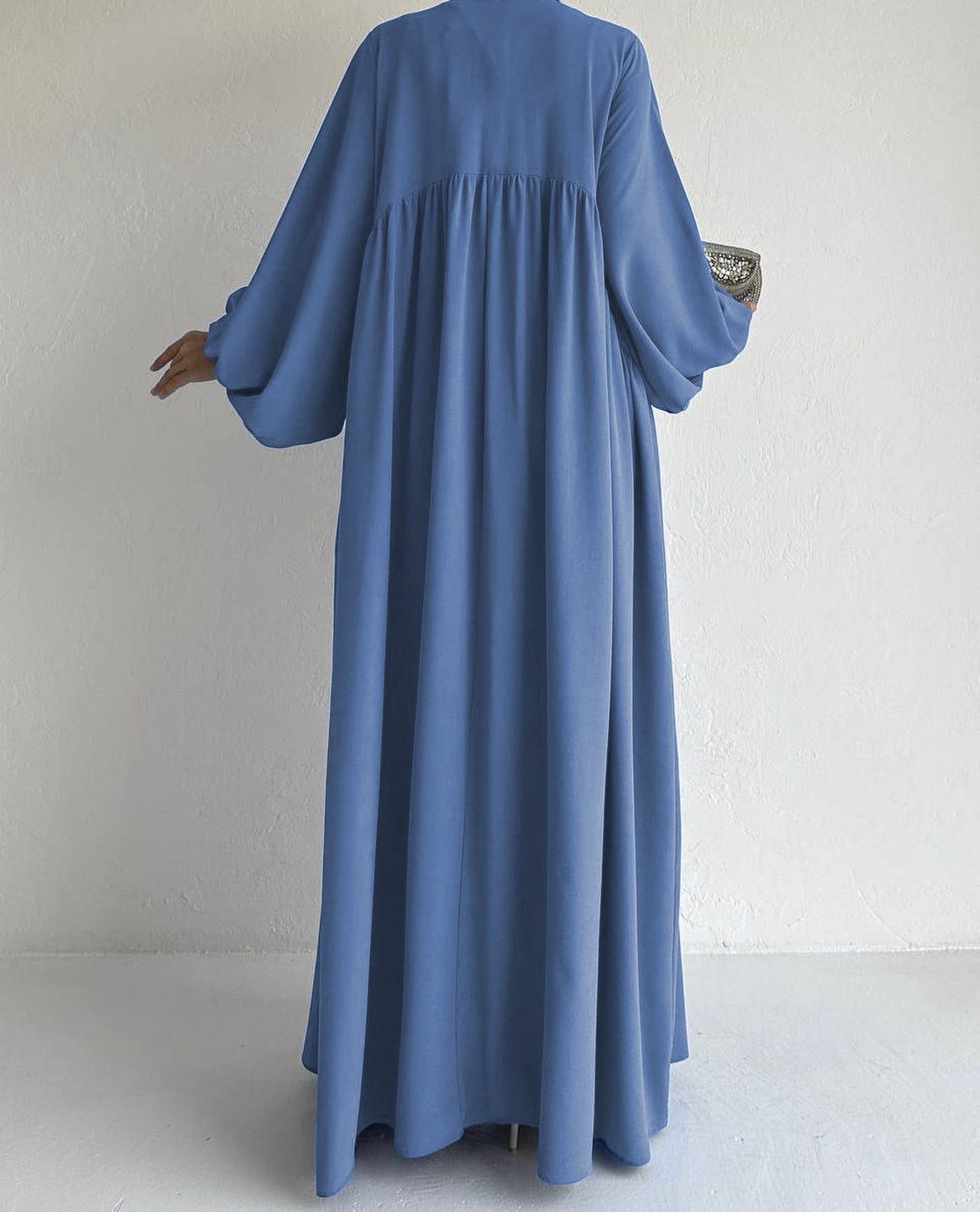 Elegant Solid Color Abaya Dress