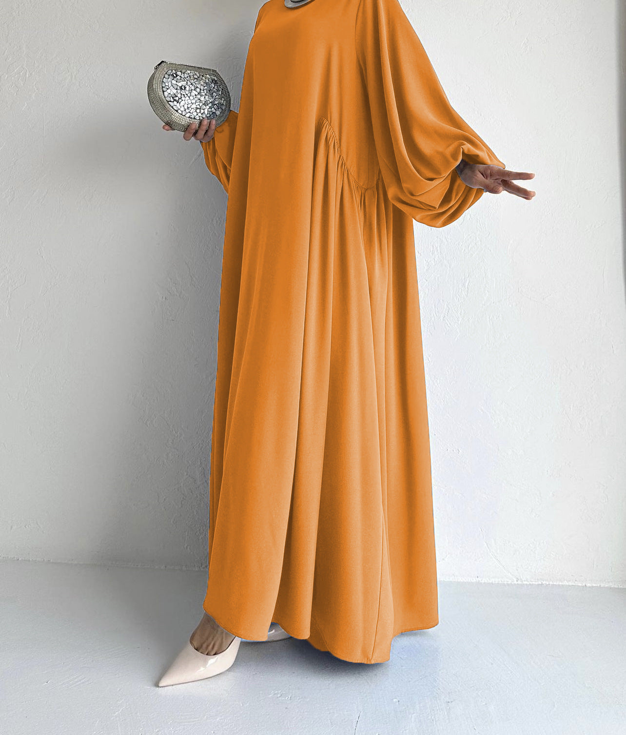 Elegant Solid Color Abaya Dress