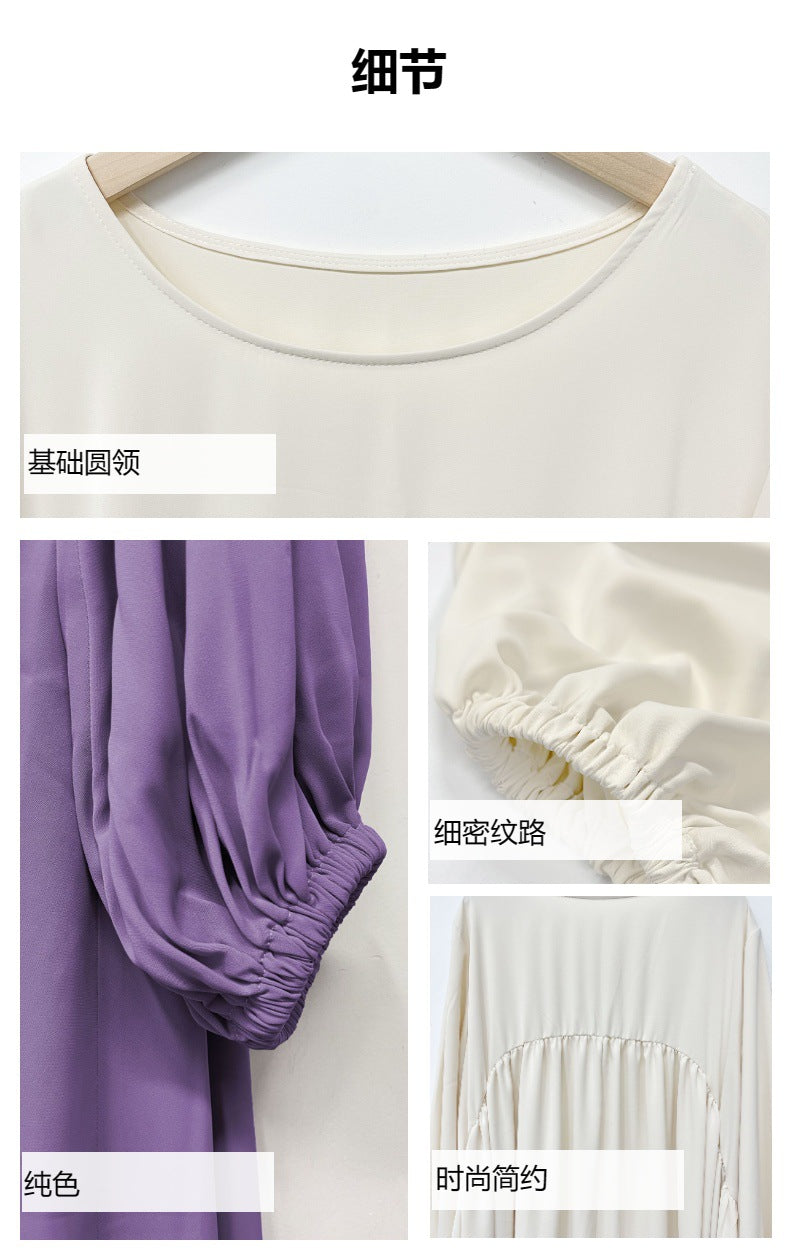 Elegant Solid Color Abaya Dress