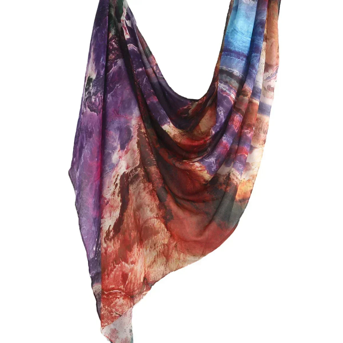 Brushstroke Bloom Hijab - Watercolor Print Breathable Scarf