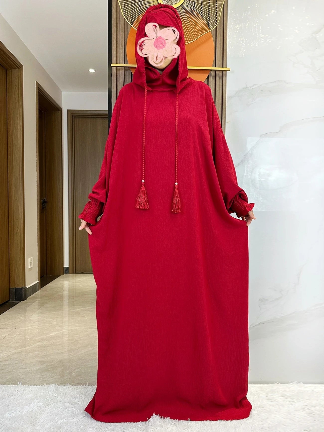 Cotton Abaya Maxi Dress with Hood