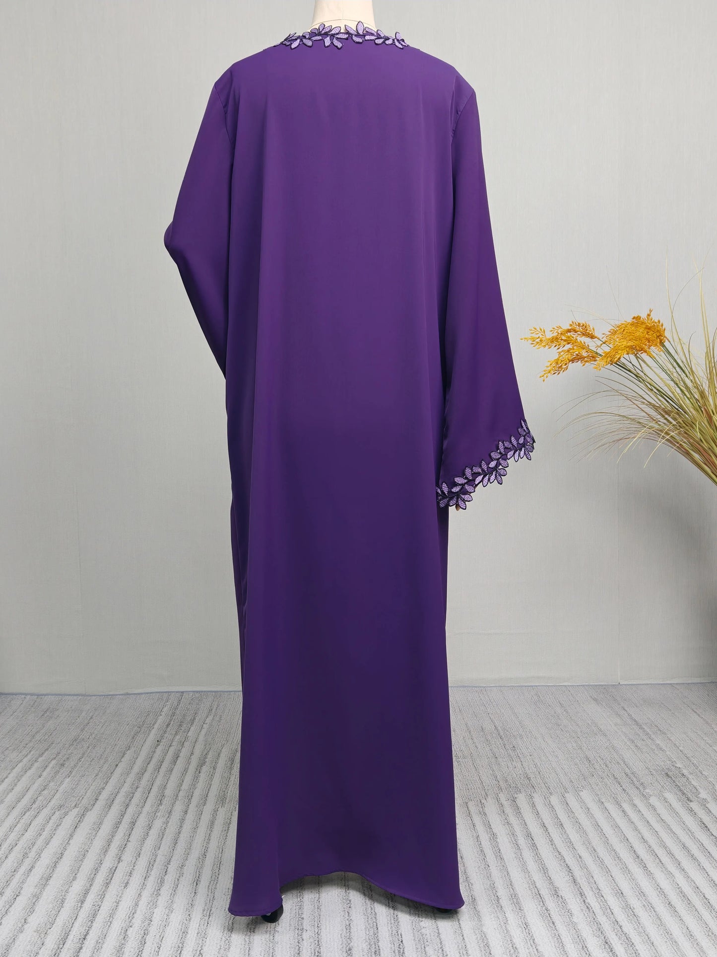 Dubai Elegant  Green Abaya for Muslim Women - Intricately Crafted with Multicolored Embroidery Piece in Islamic Modest Fashion
