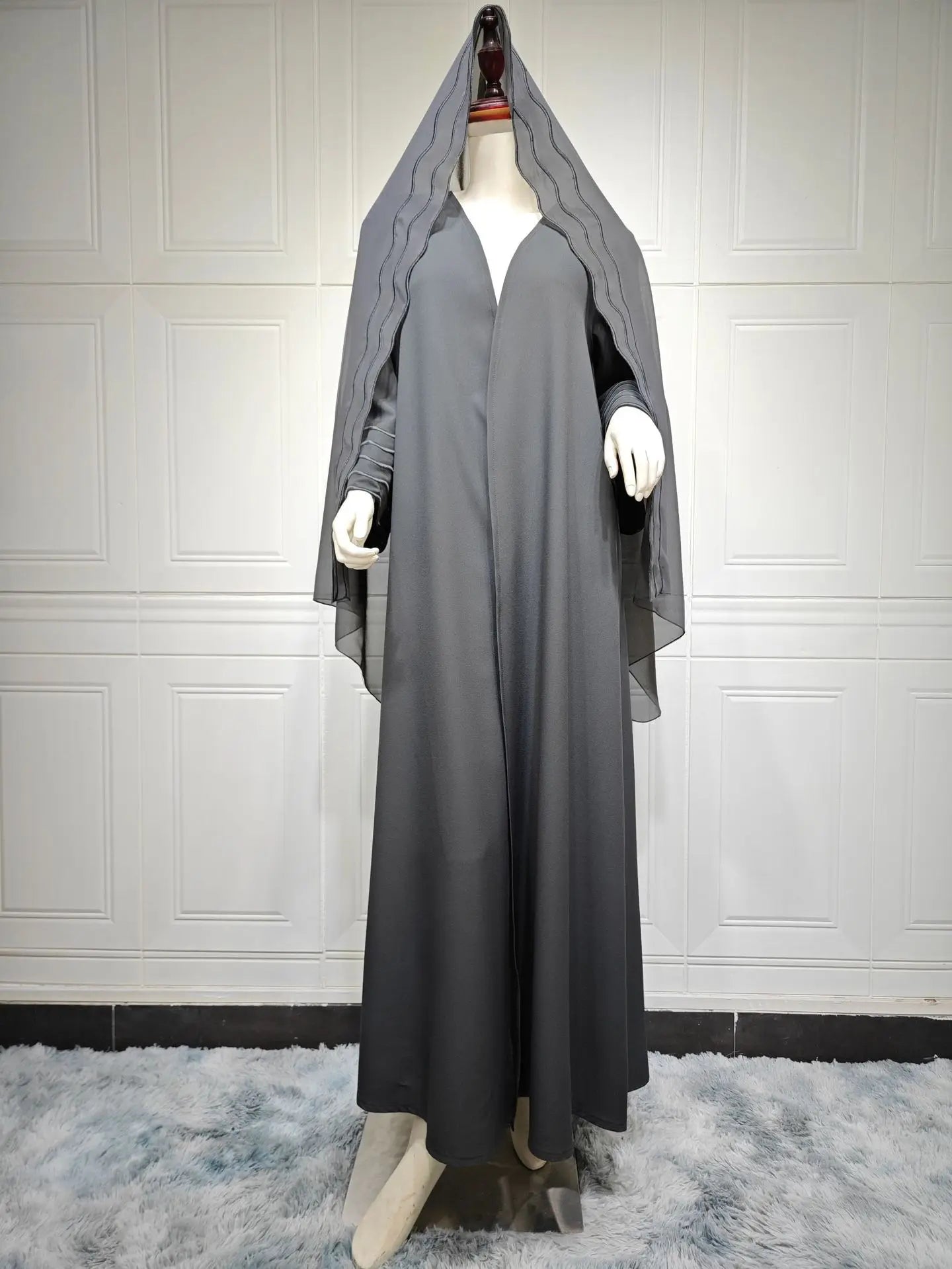 Open Abaya Dubai Style with Scarf