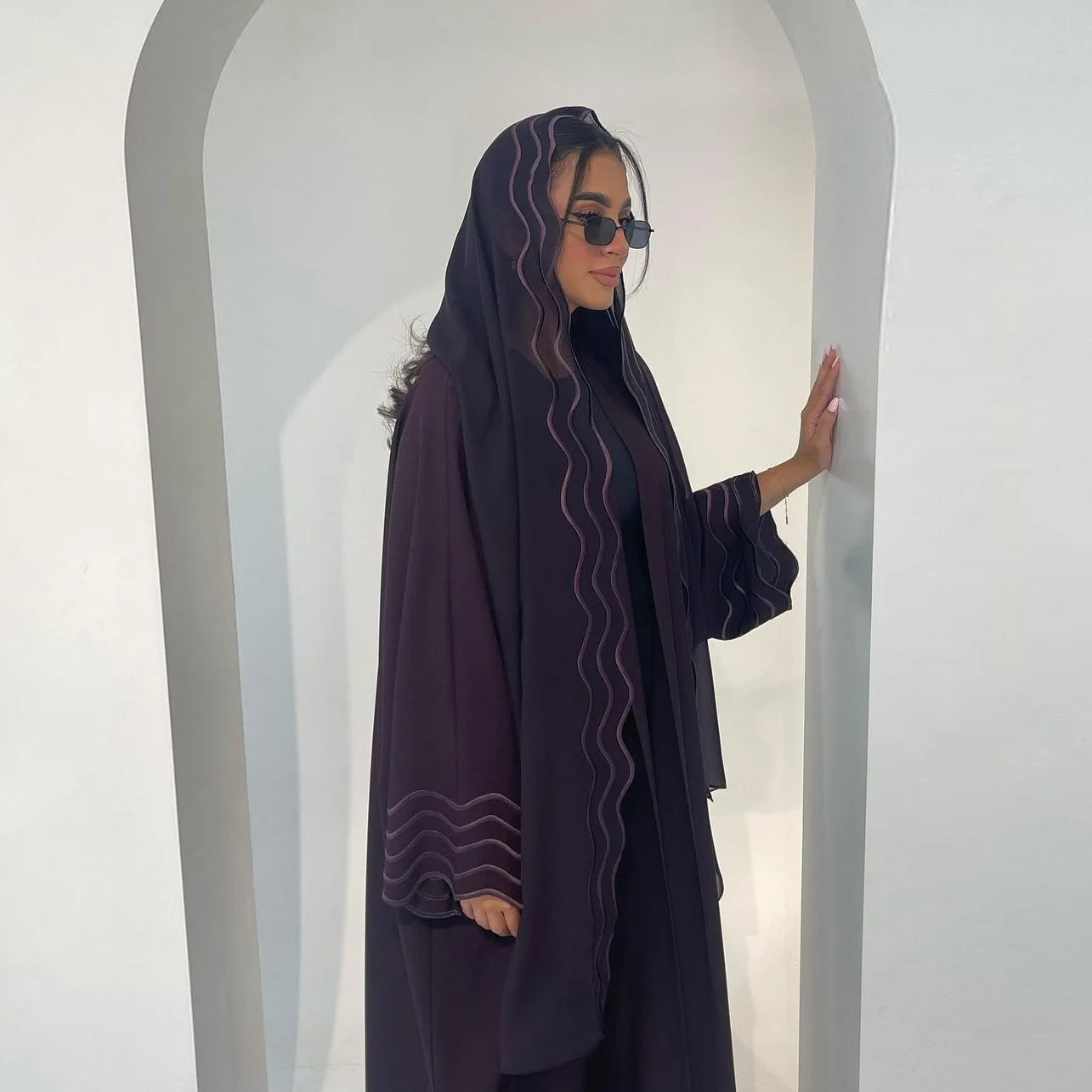 Open Abaya Dubai Style with Scarf