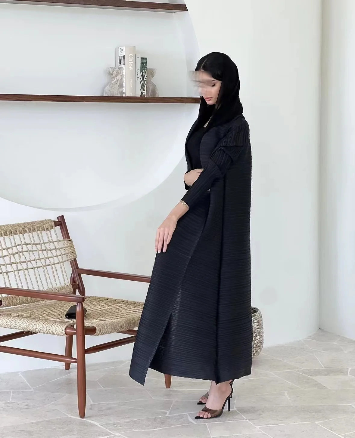 Rihla Windbreaker Abaya - Modern Pleated Design with Belt