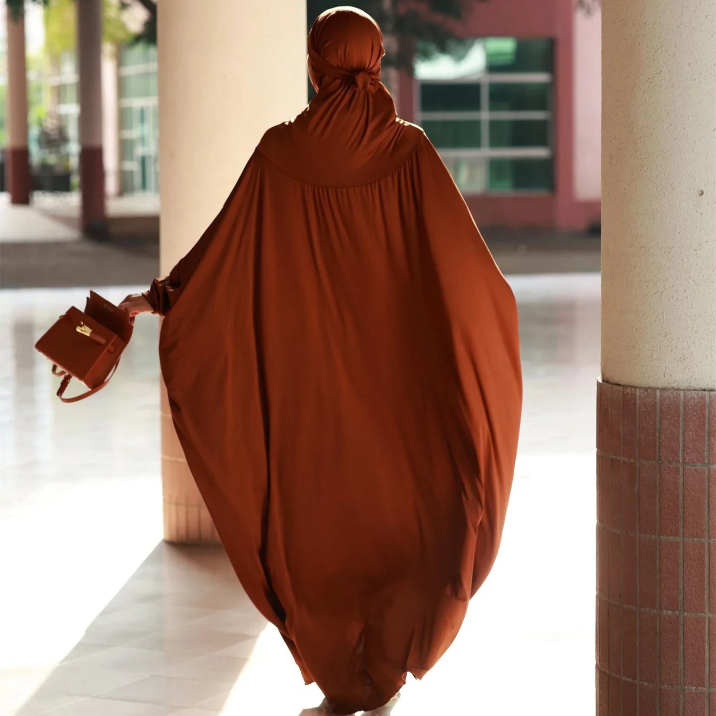 IElegant Solid Color Abaya Dress