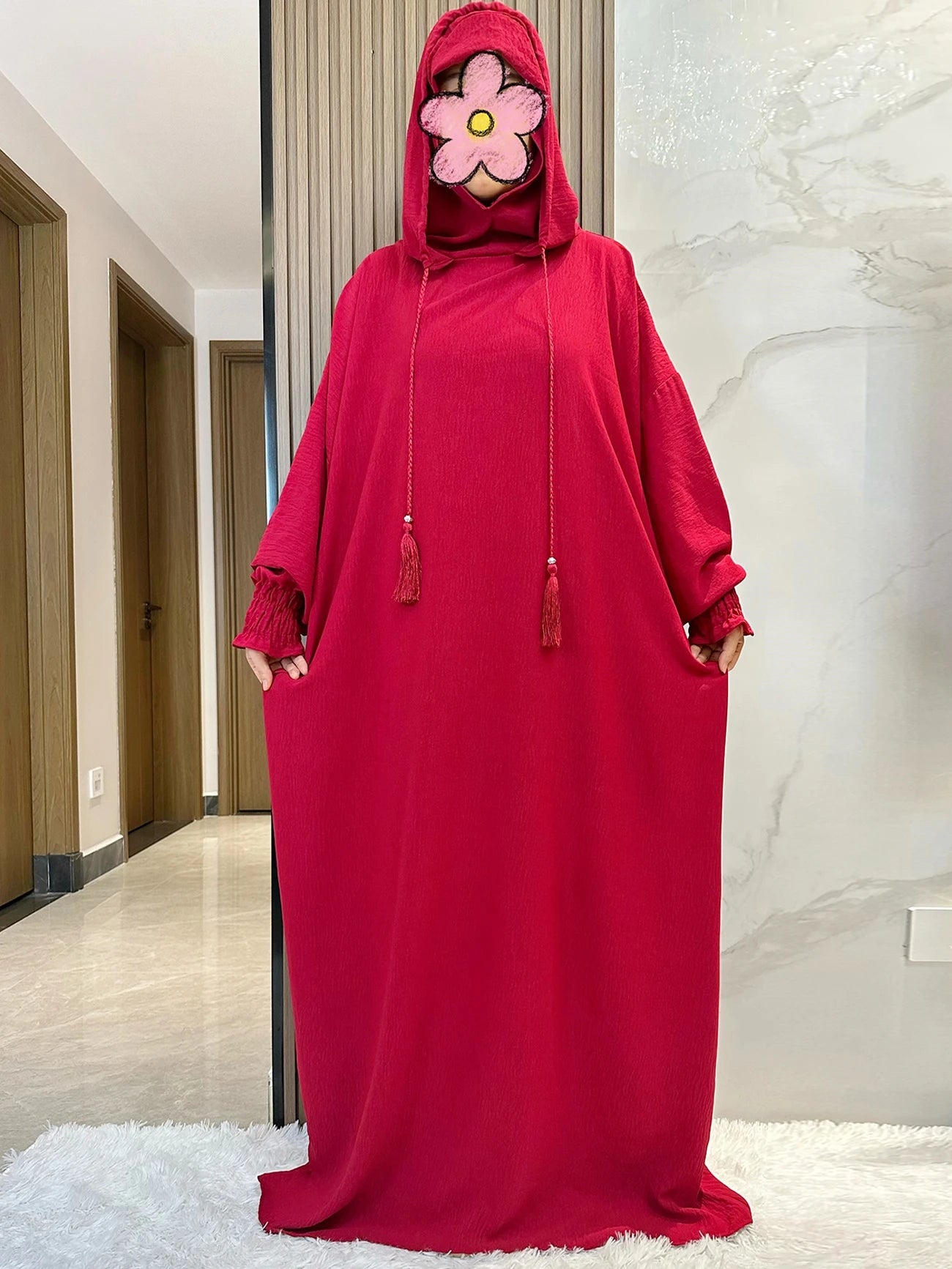Cotton Abaya Maxi Dress with Hood