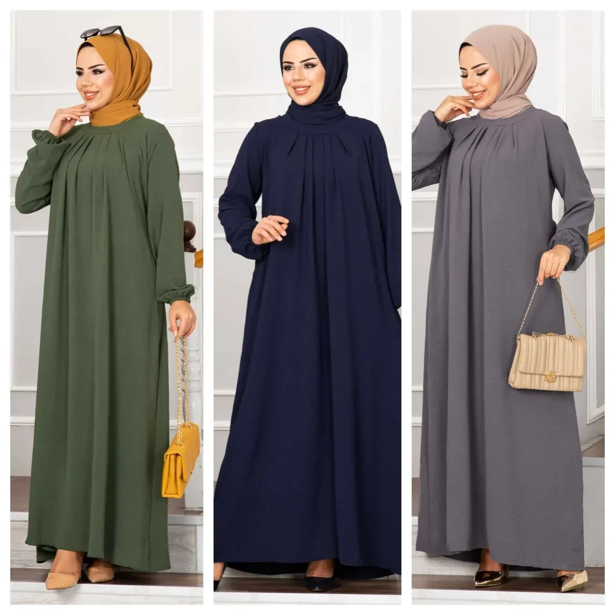 Pleated Modest Abaya Dress