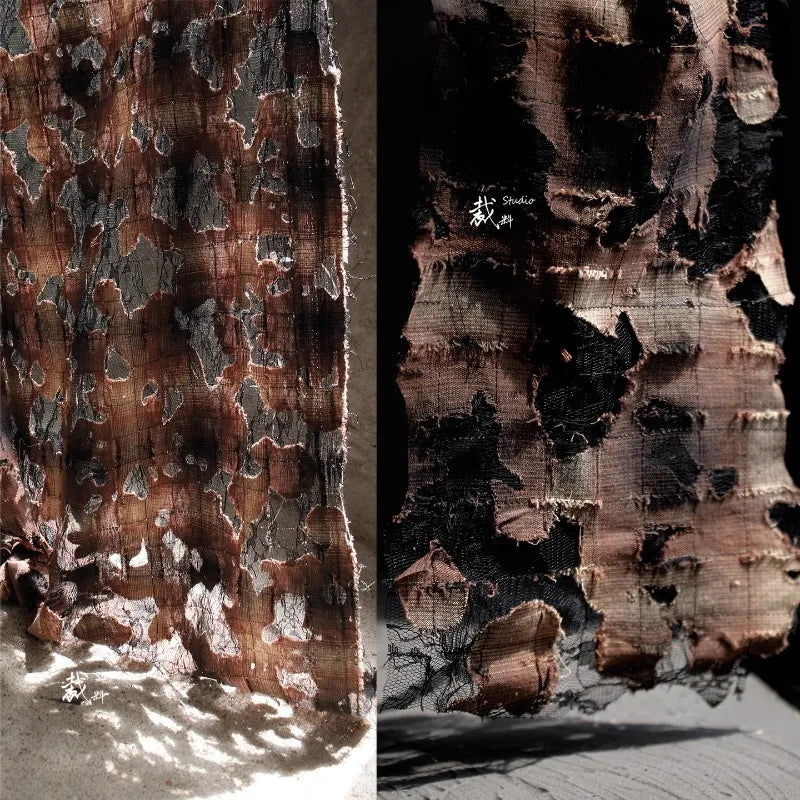 Brown 3D Lace Cutout Fabric – Designer Material