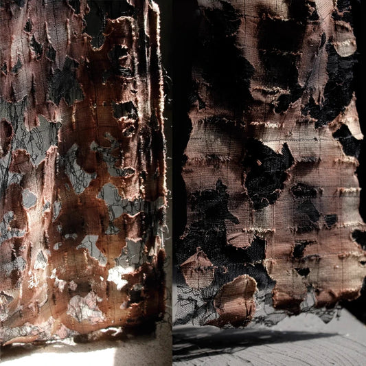 Brown 3D Lace Cutout Fabric – Designer Material