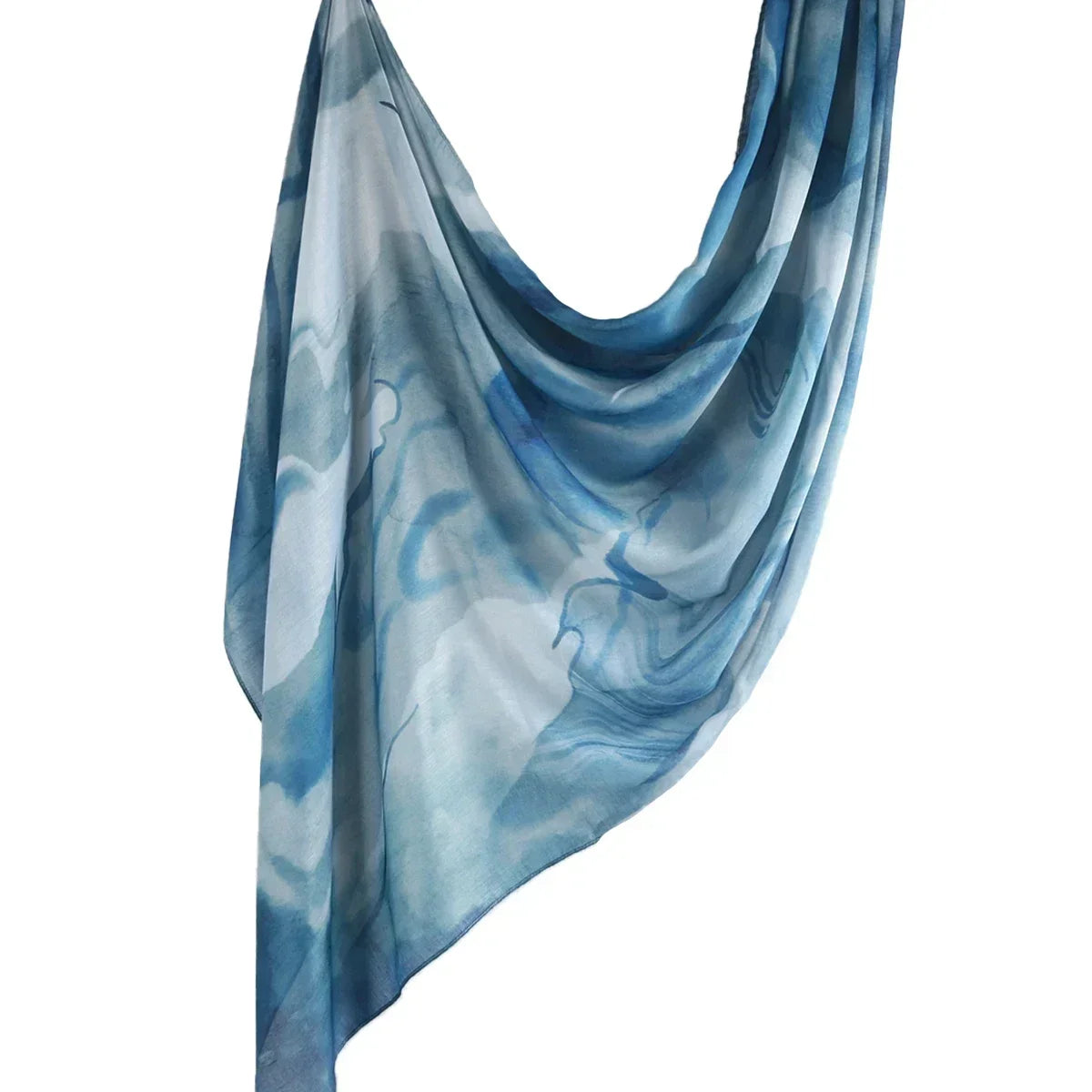 Brushstroke Bloom Hijab - Watercolor Print Breathable Scarf