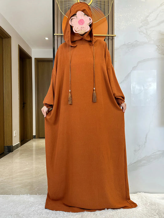 Cotton Abaya Maxi Dress with Hood