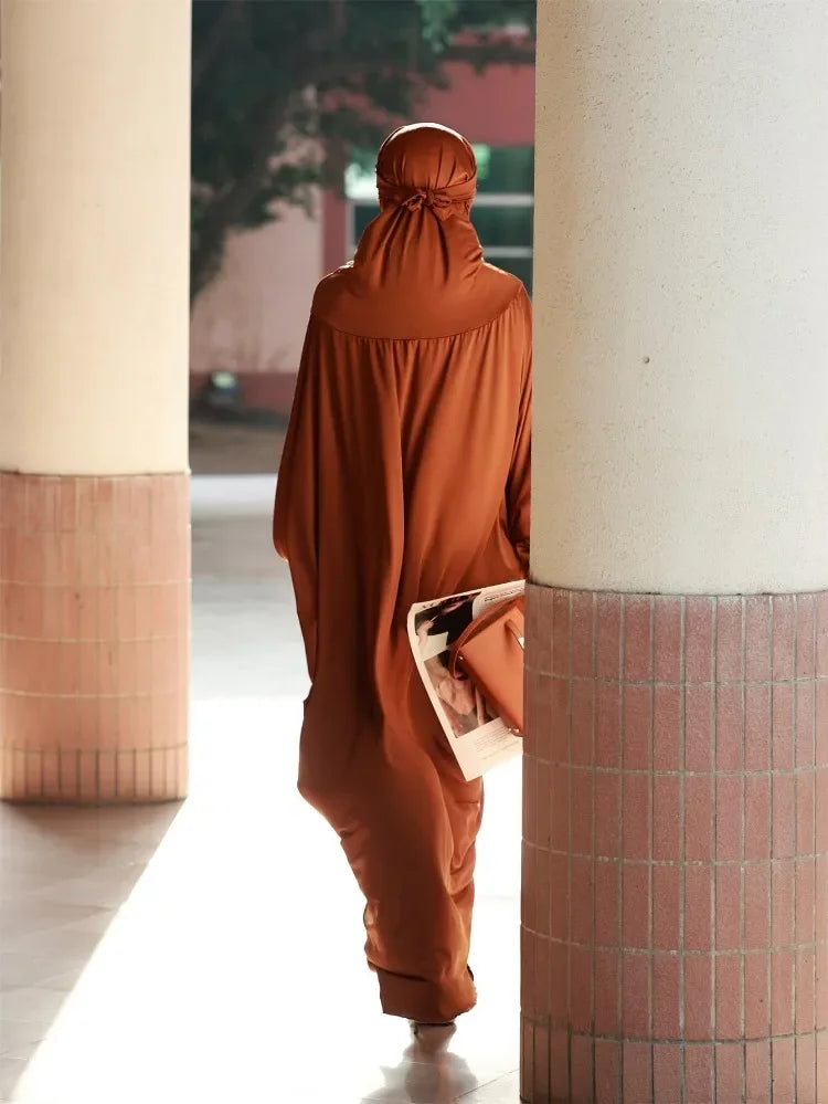 IElegant Solid Color Abaya Dress