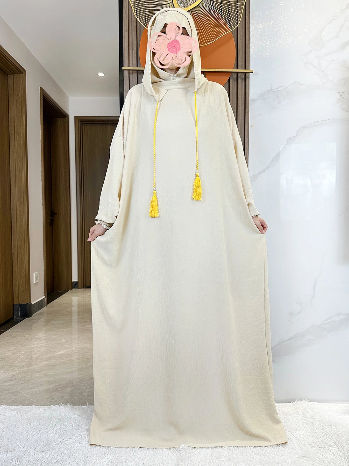 Cotton Abaya Maxi Dress with Hood