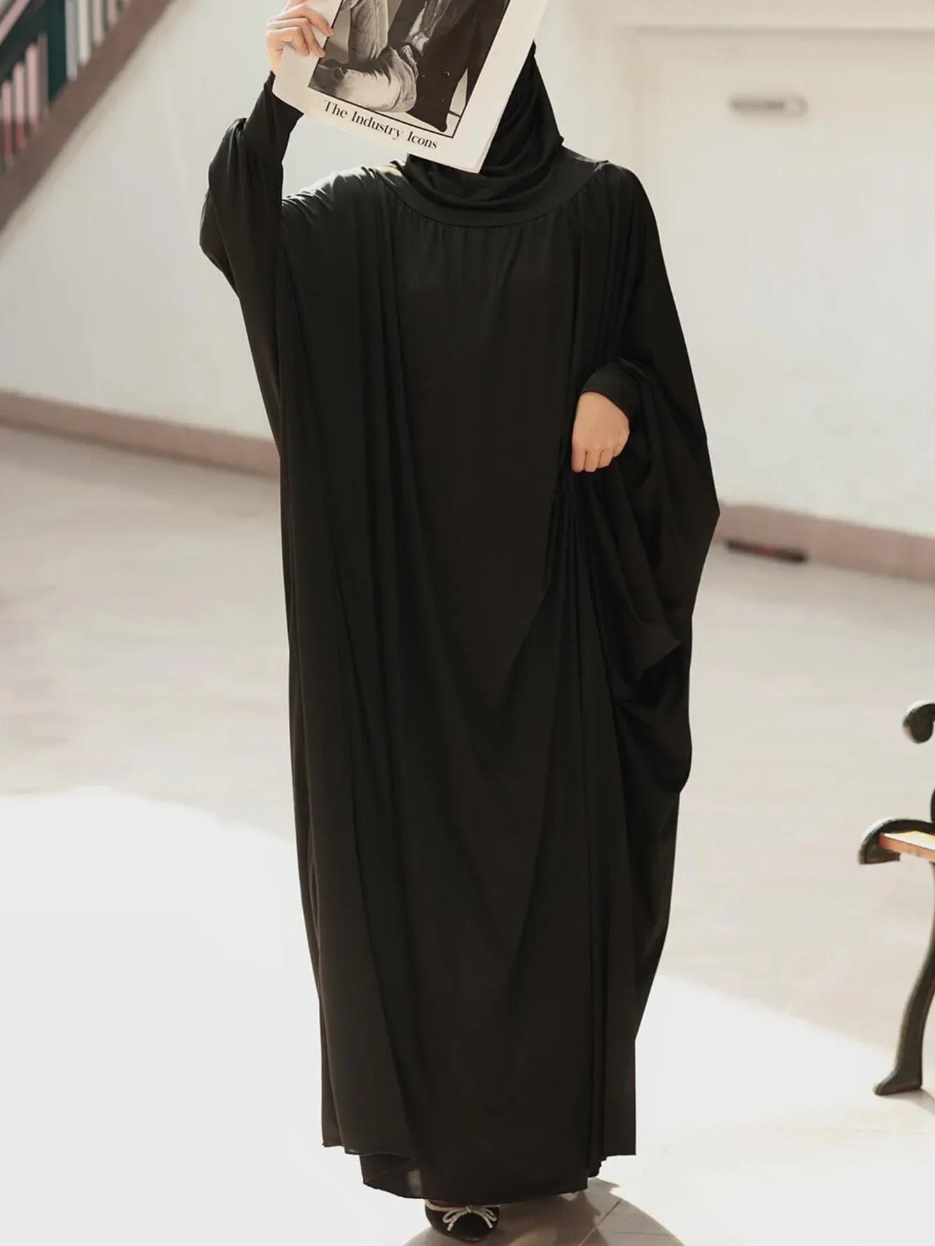 IElegant Solid Color Abaya Dress