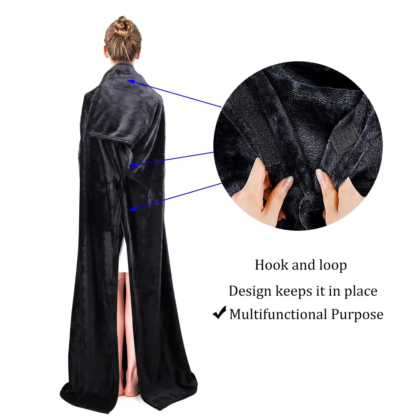 Flannel Lazy Sleeve Blanket with Pockets