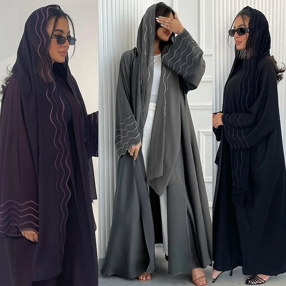 Open Abaya Dubai Style with Scarf