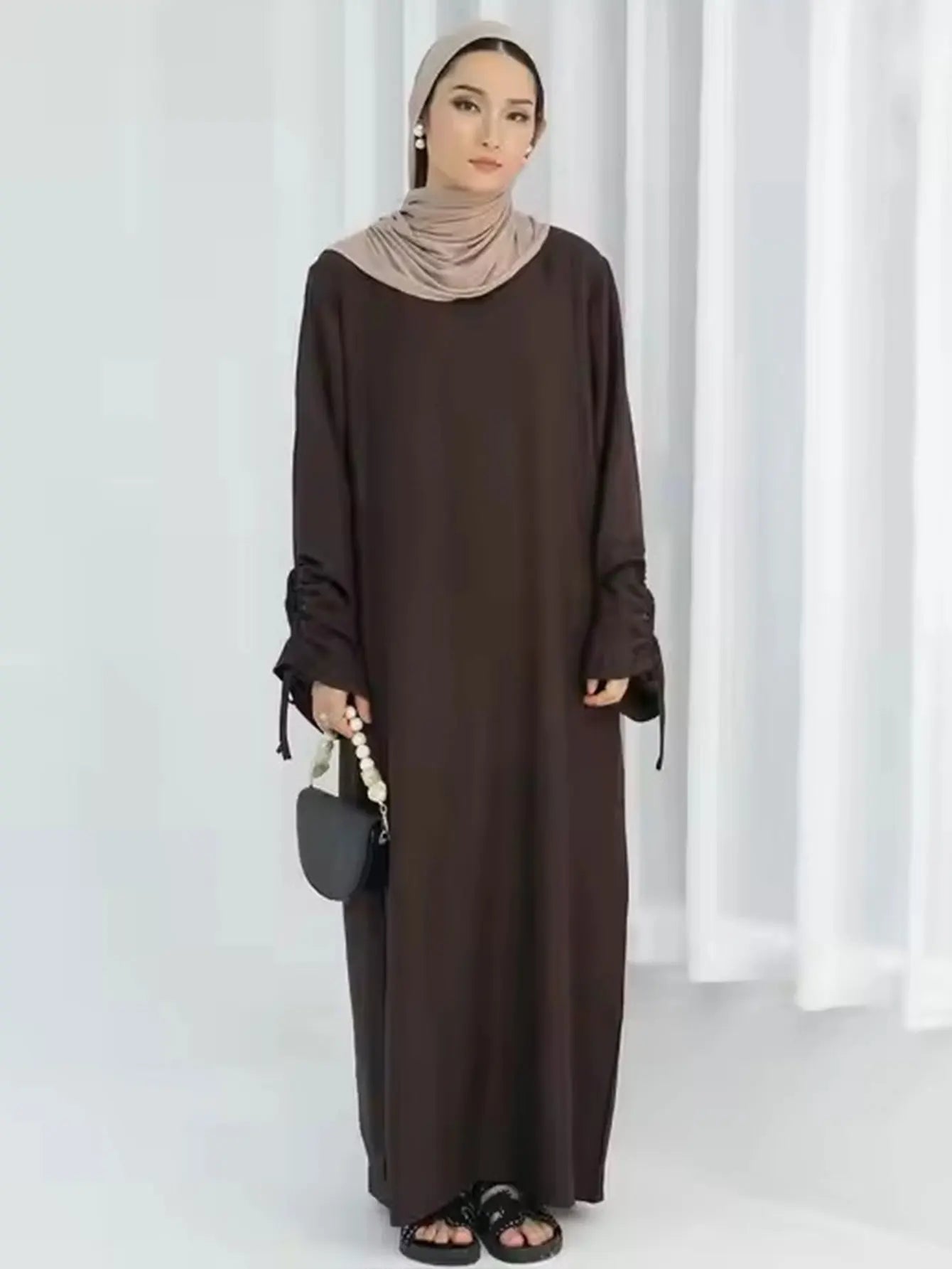 Lace-Up Sleeve Modest Abaya