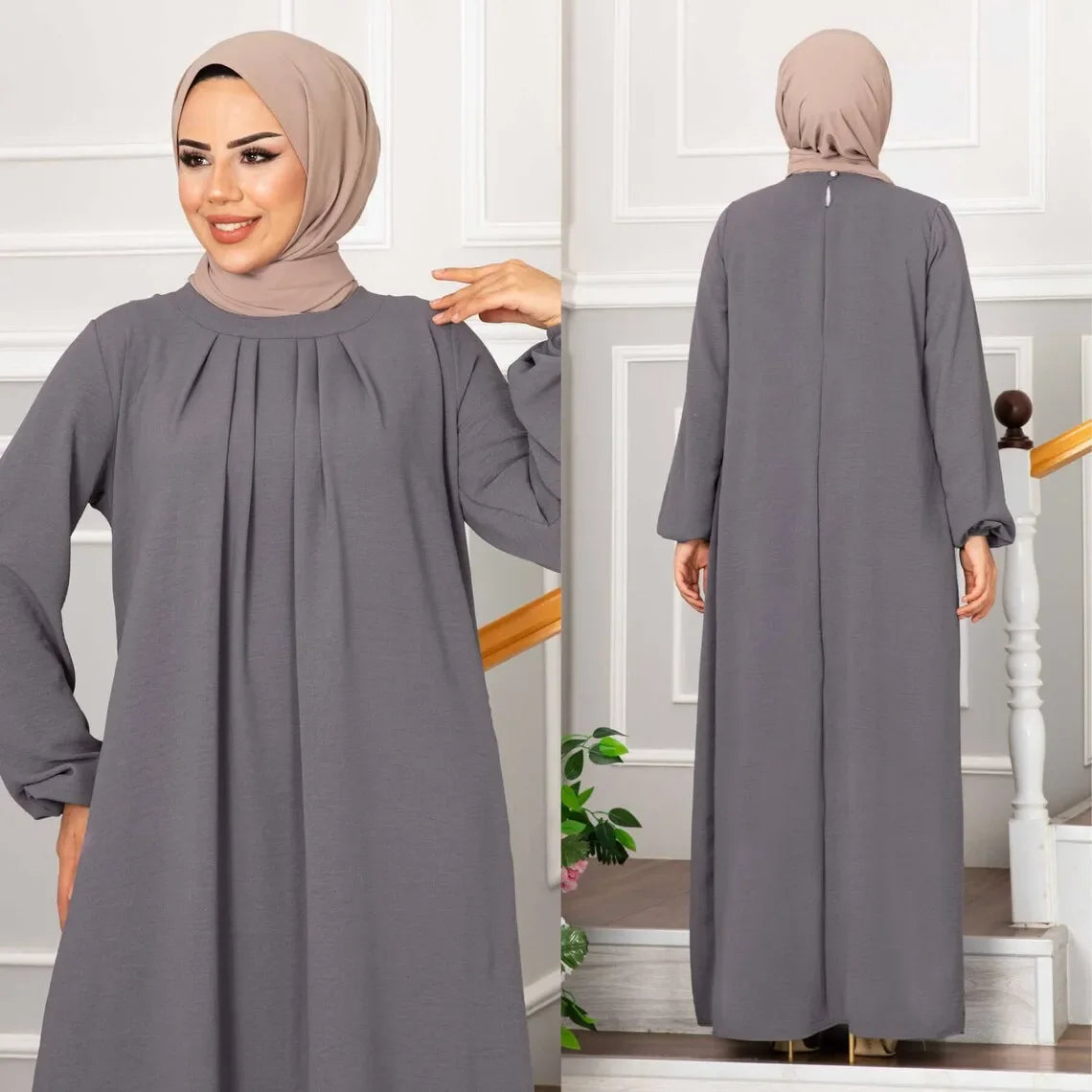 Pleated Modest Abaya Dress