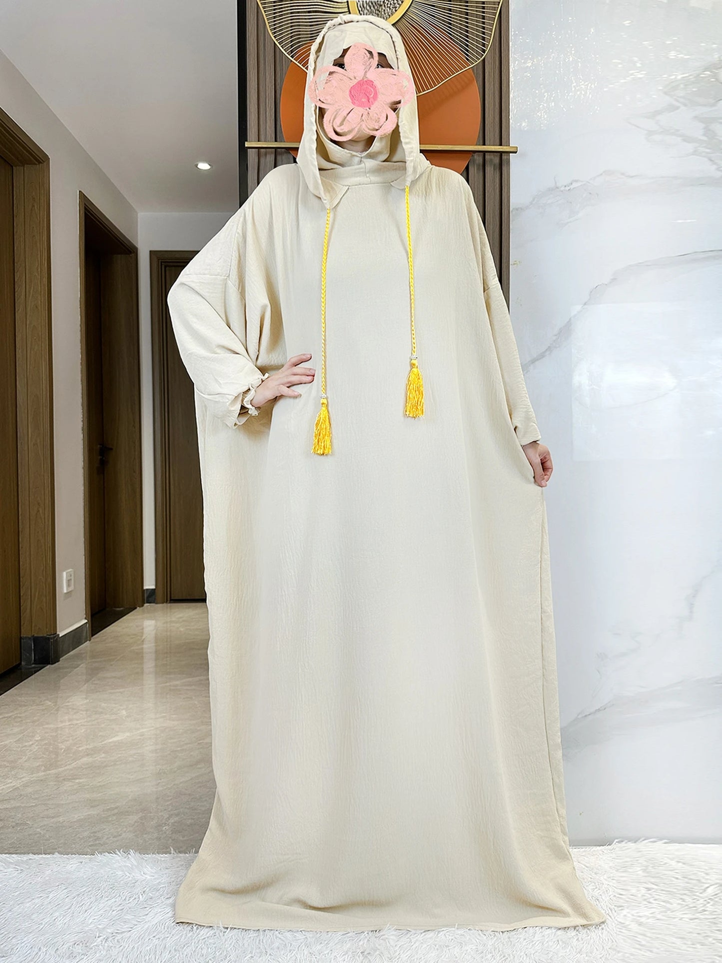 Cotton Abaya Maxi Dress with Hood