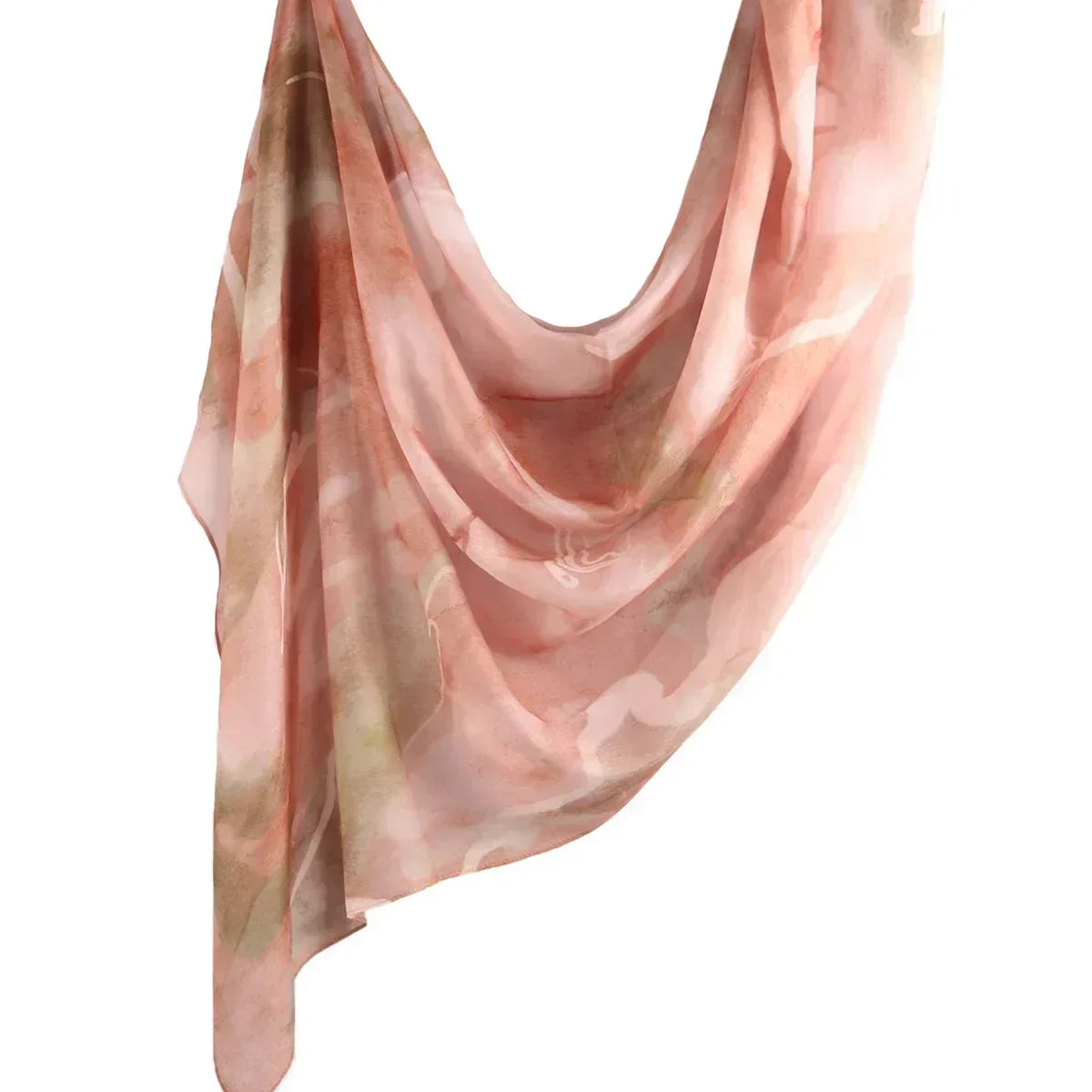 Brushstroke Bloom Hijab - Watercolor Print Breathable Scarf