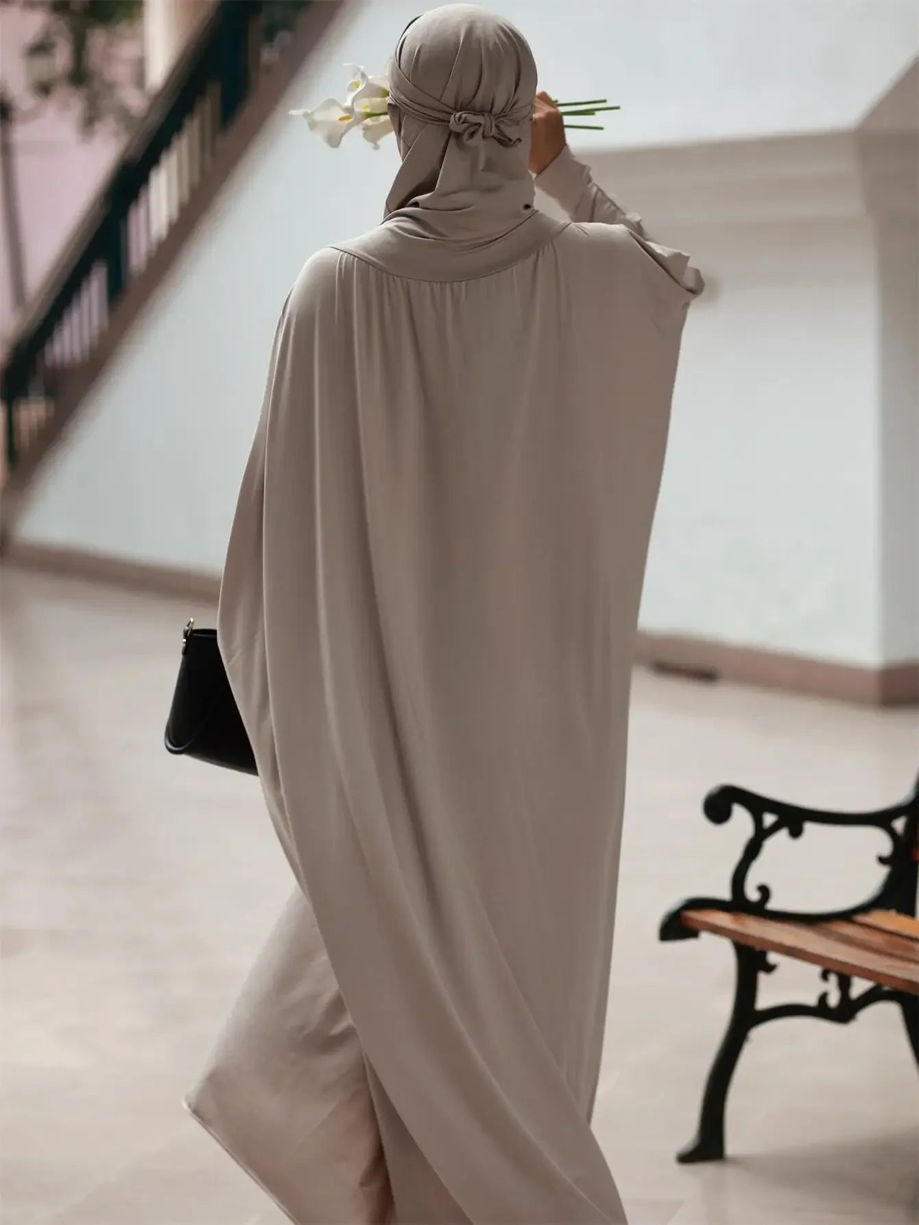 IElegant Solid Color Abaya Dress
