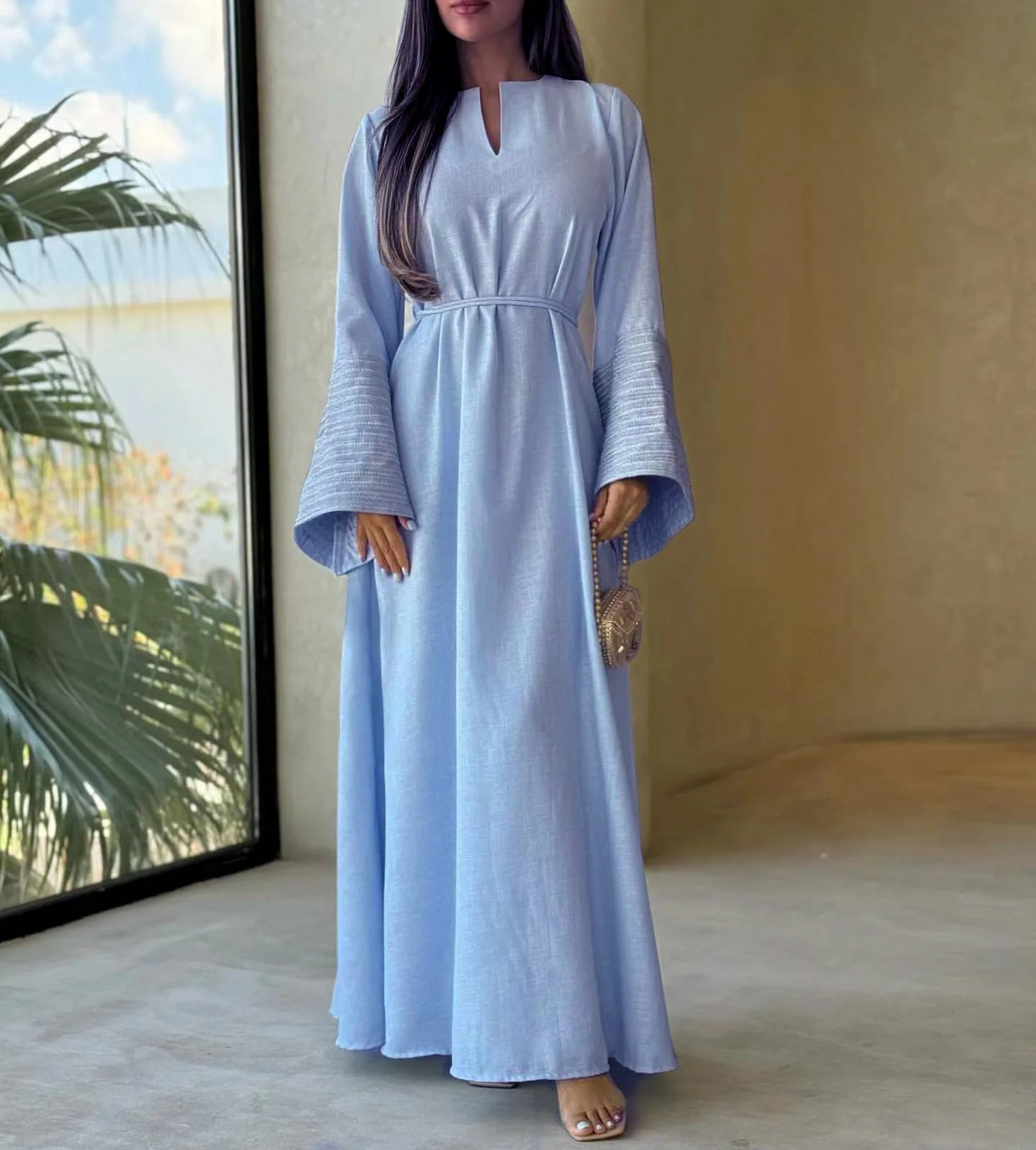 Belted Modest Kimono Abaya