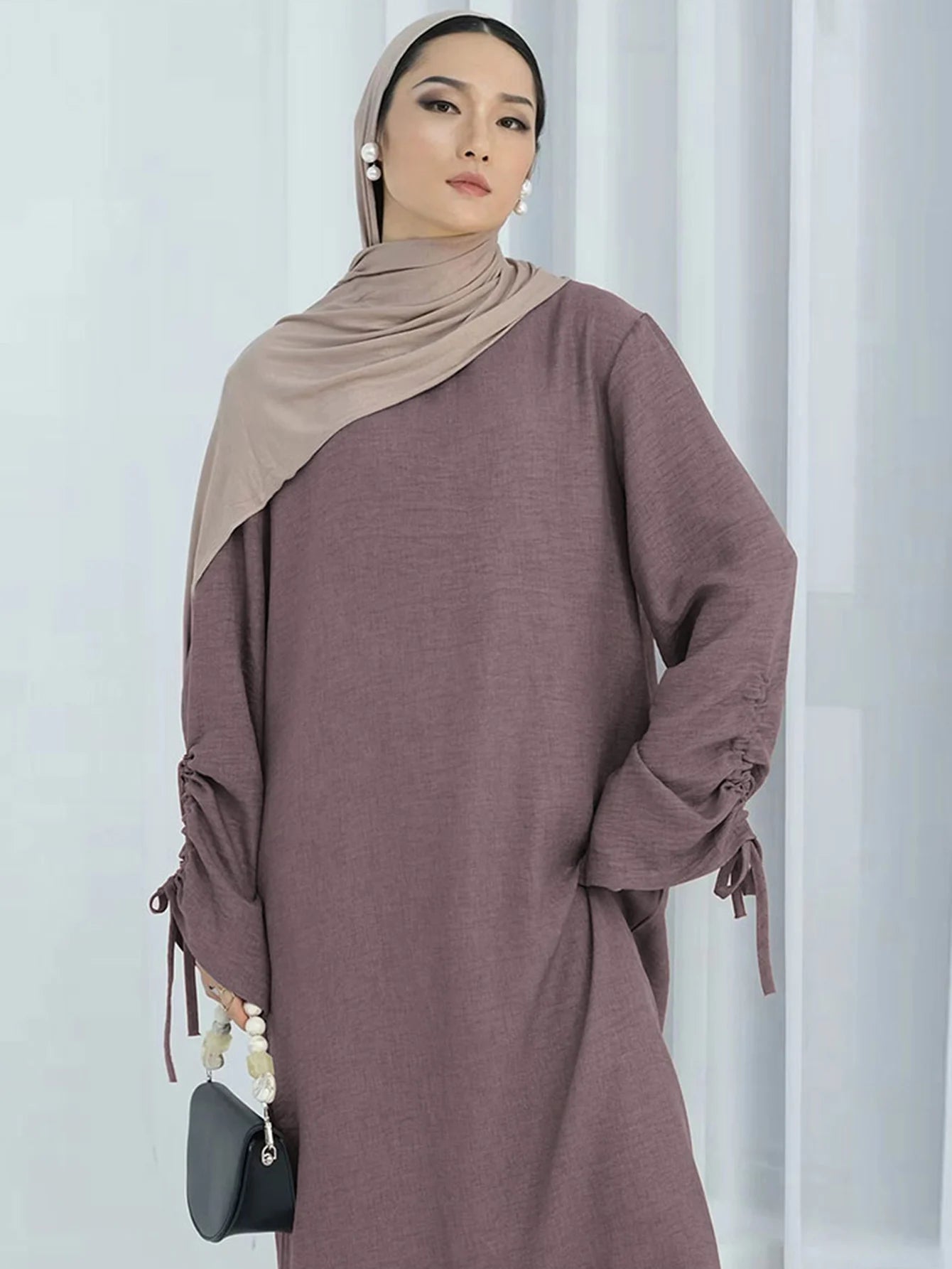 Lace-Up Sleeve Modest Abaya