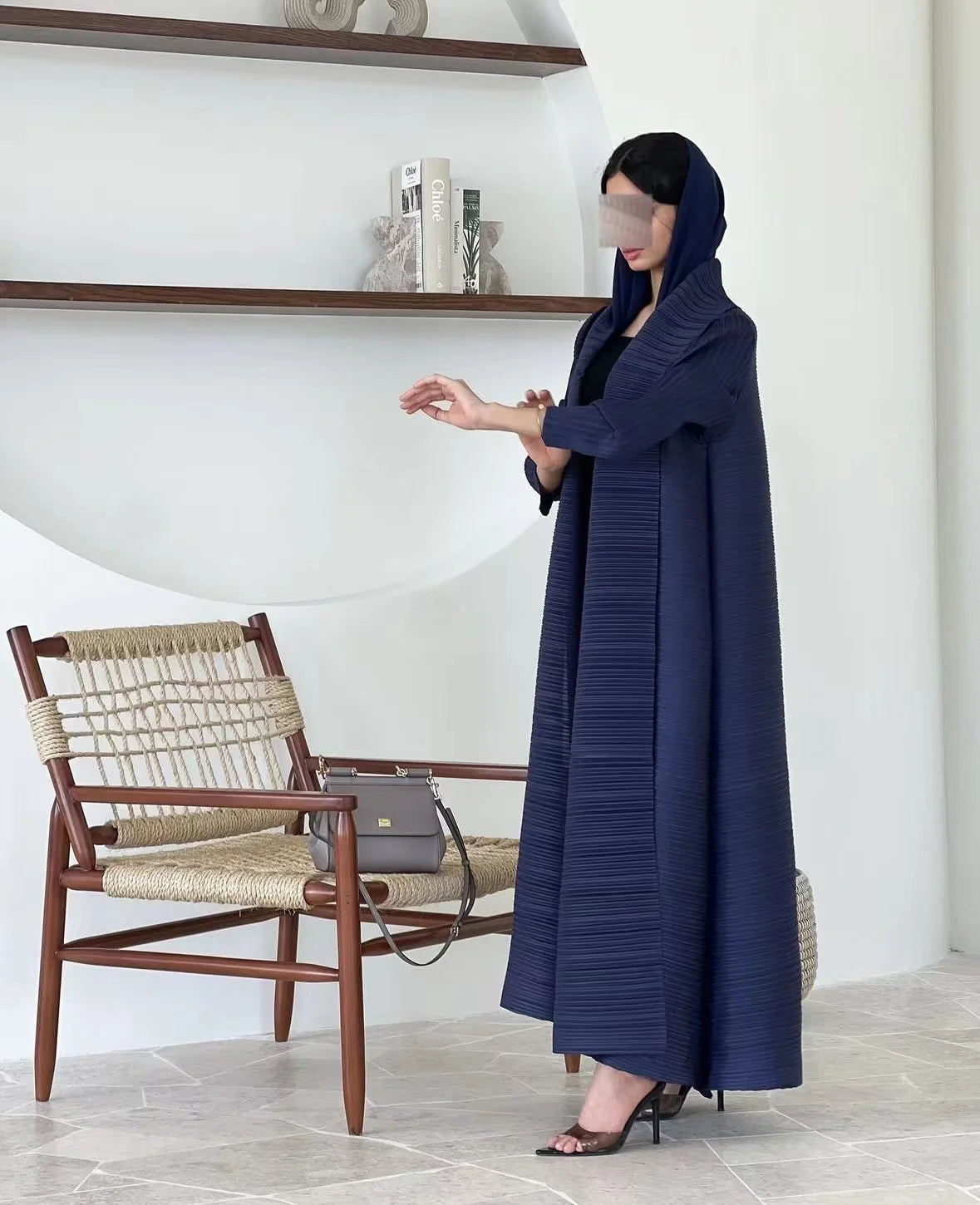 Rihla Windbreaker Abaya - Modern Pleated Design with Belt