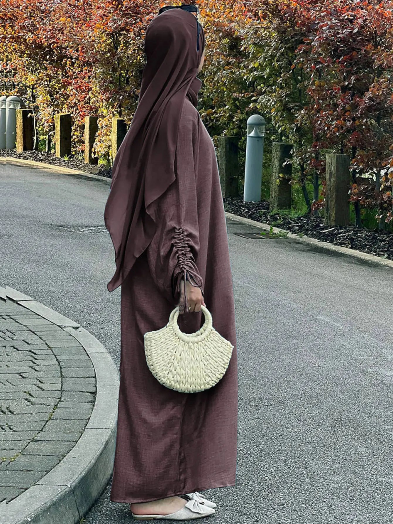 Lace-Up Sleeve Modest Abaya