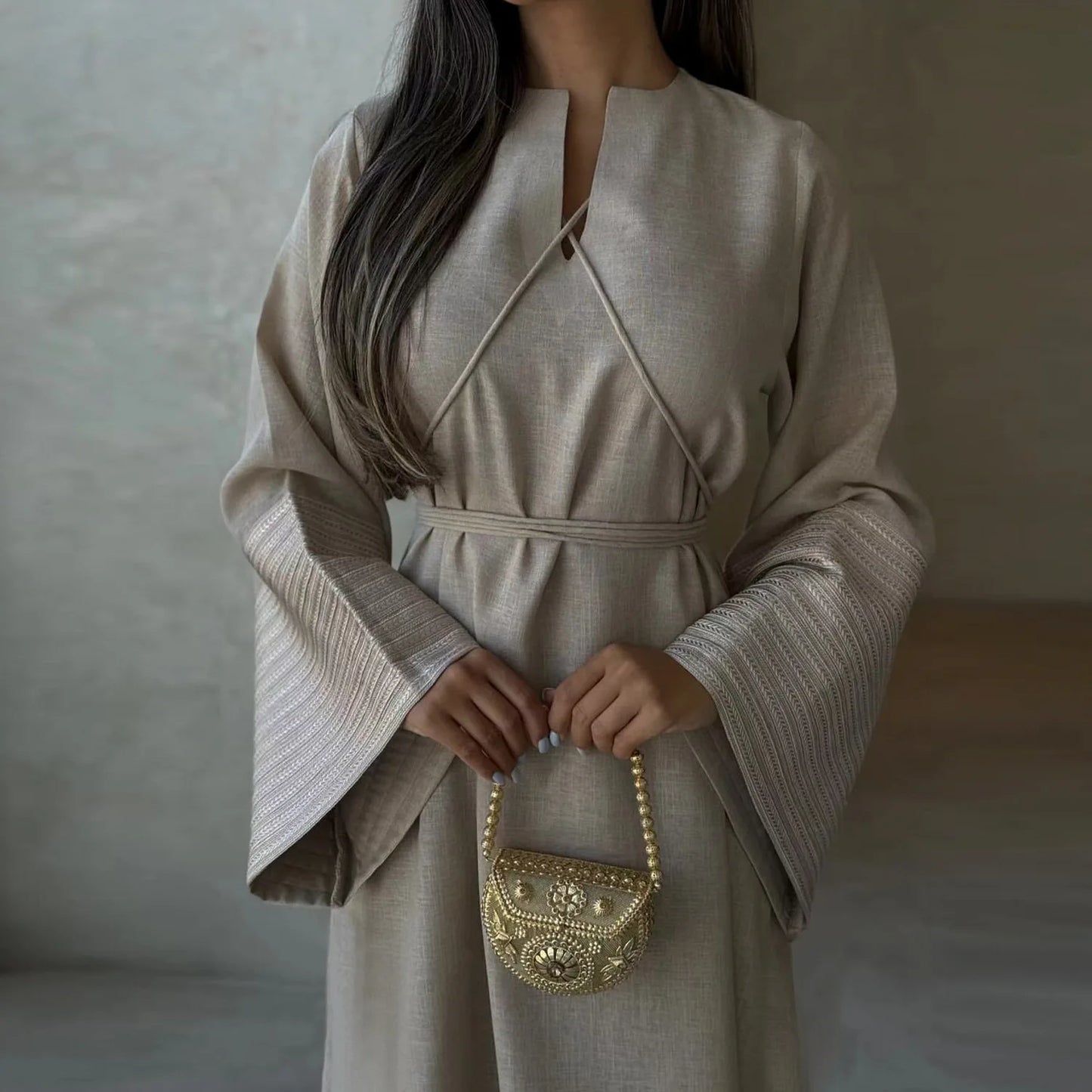 Belted Modest Kimono Abaya