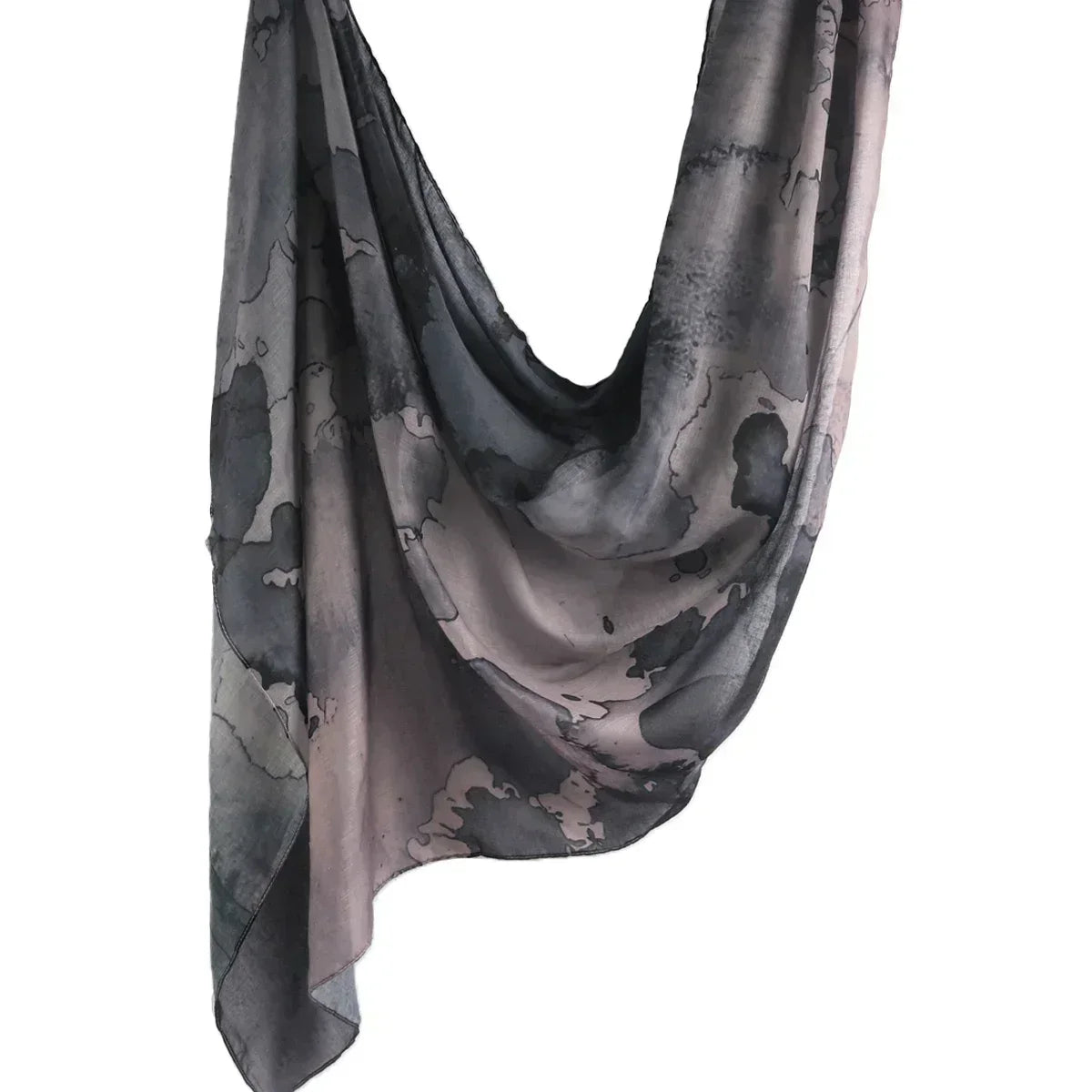 Brushstroke Bloom Hijab - Watercolor Print Breathable Scarf
