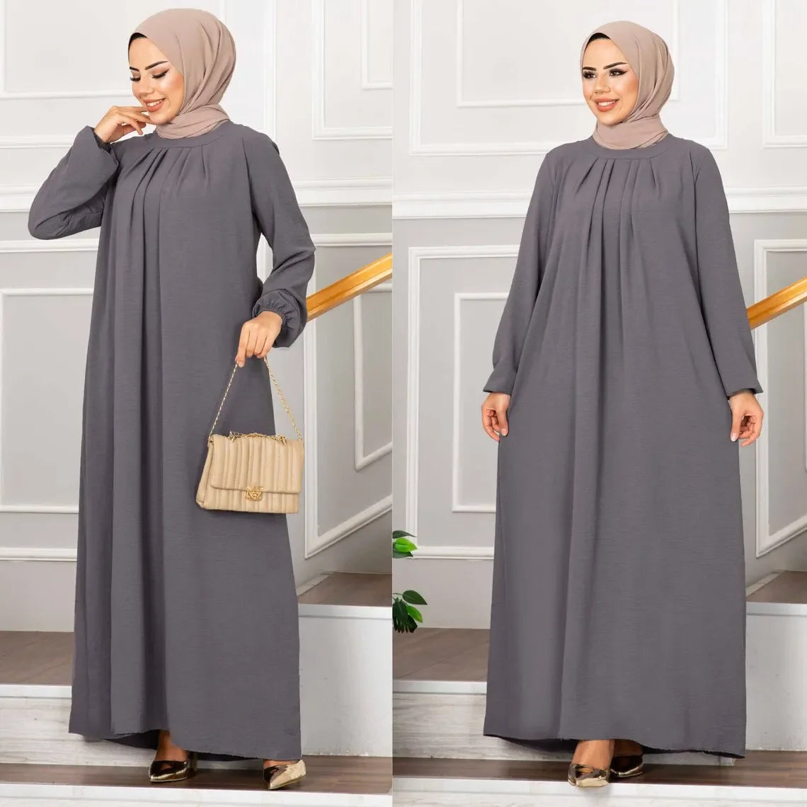 Pleated Modest Abaya Dress