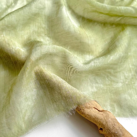 Hanfu Fabric Lyocell Linen Cotton Soft Sheer Green Botanical Tie Dye Skirt Shirt Material Dress Shirt Wedding Fabric