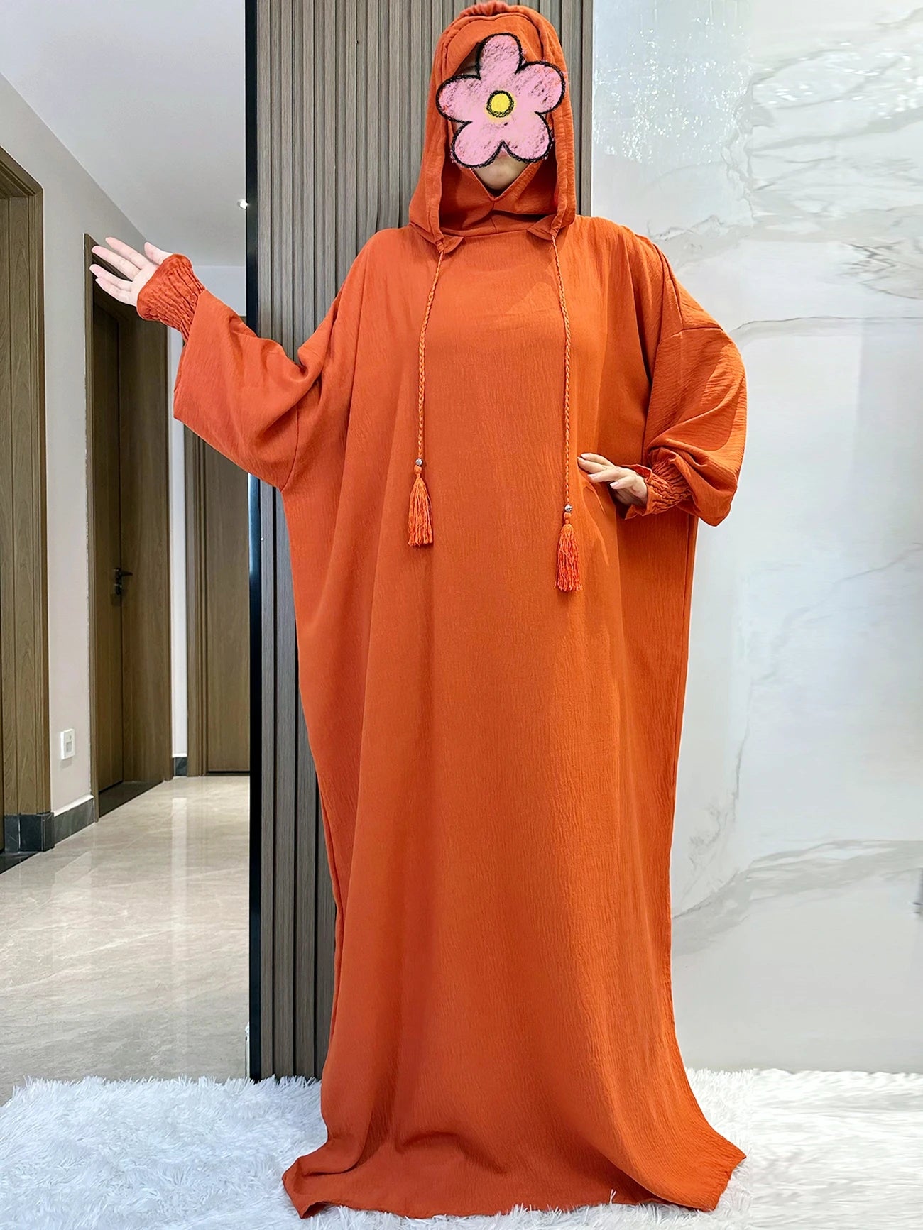 Cotton Abaya Maxi Dress with Hood