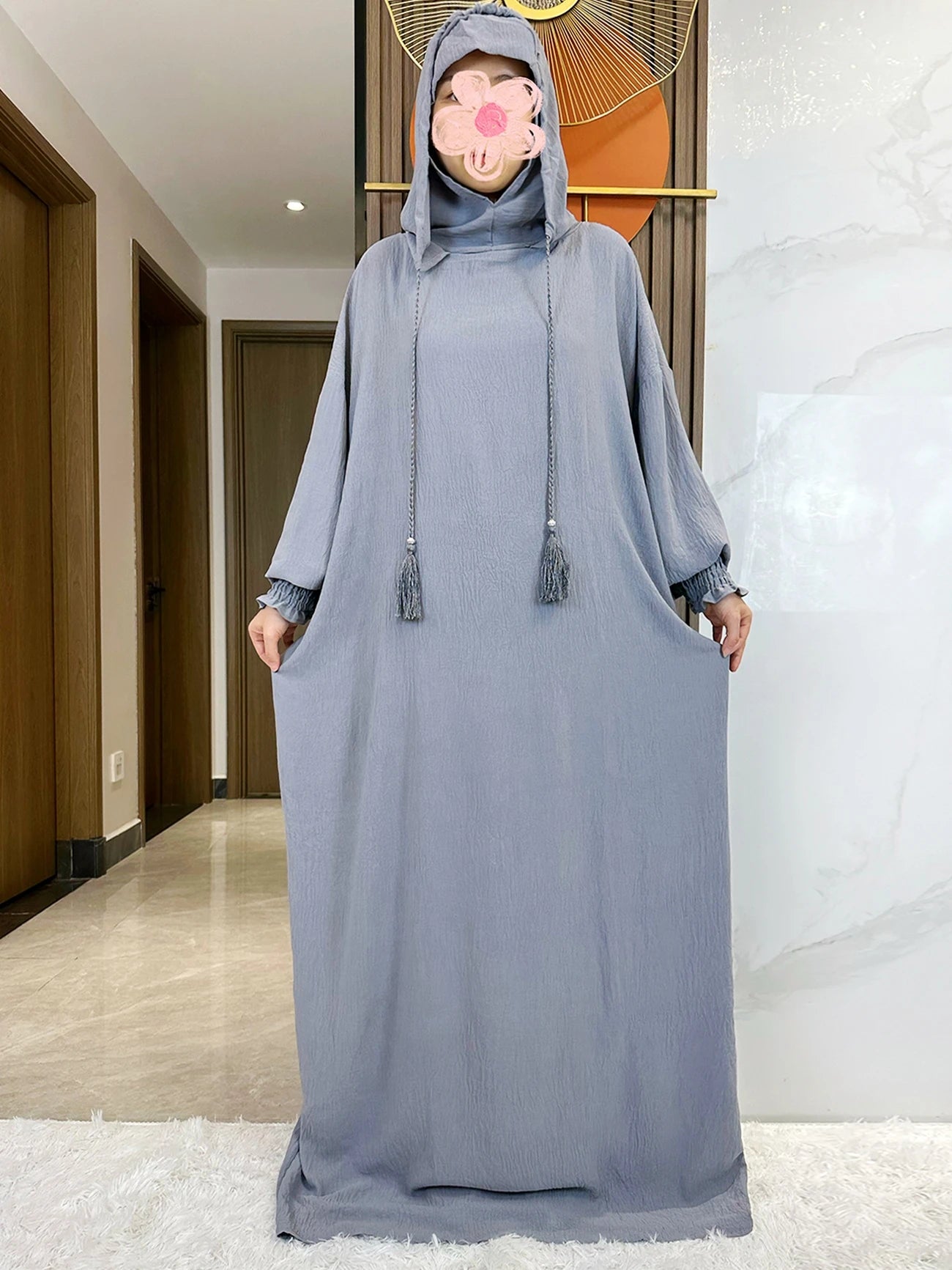 Cotton Abaya Maxi Dress with Hood