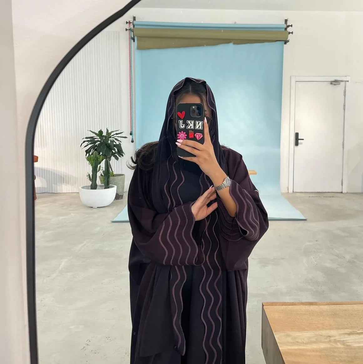 Open Abaya Dubai Style with Scarf