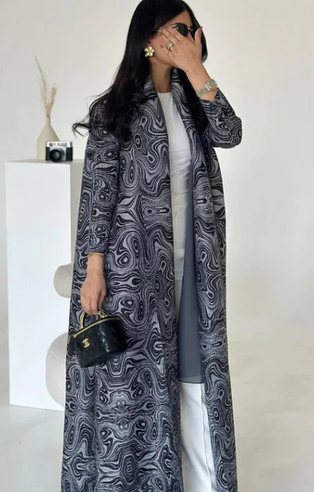 Rihla Windbreaker Abaya - Modern Pleated Design with Belt