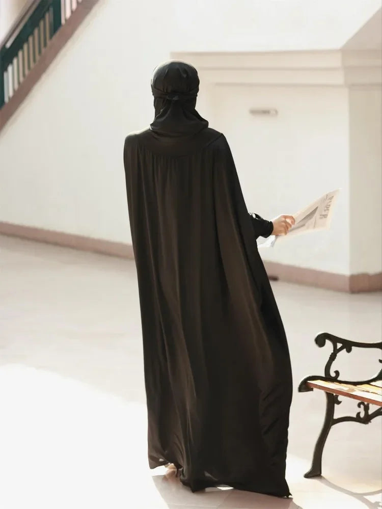 IElegant Solid Color Abaya Dress