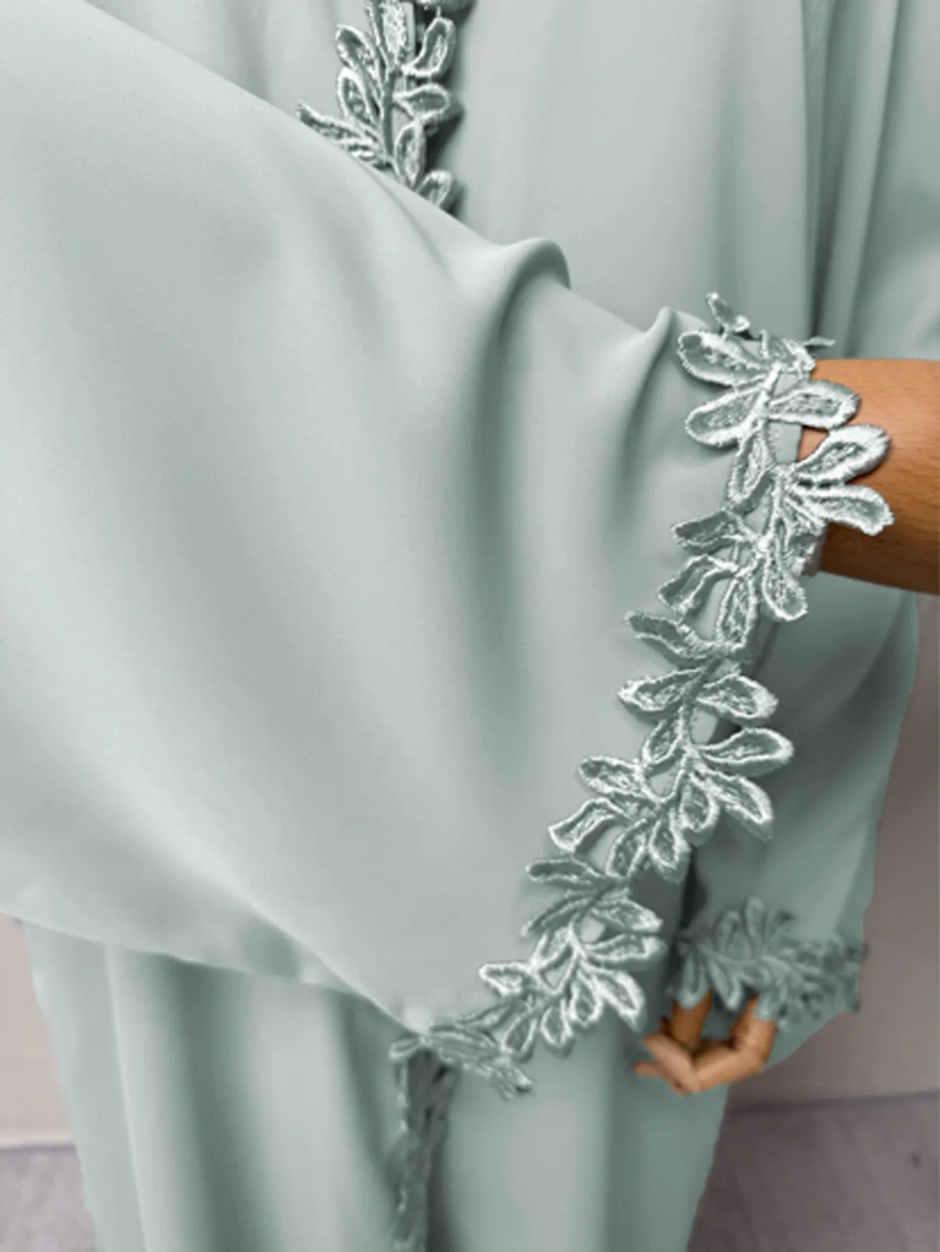 Dubai Elegant  Green Abaya for Muslim Women - Intricately Crafted with Multicolored Embroidery Piece in Islamic Modest Fashion