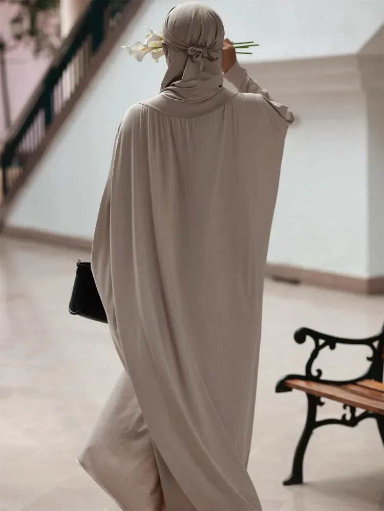 IElegant Solid Color Abaya Dress