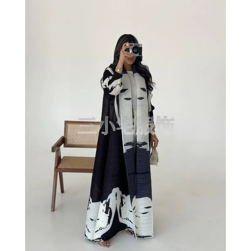 Rihla Windbreaker Abaya - Modern Pleated Design with Belt
