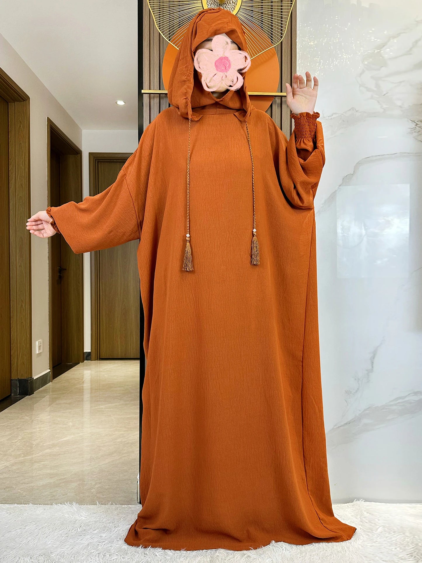 Cotton Abaya Maxi Dress with Hood