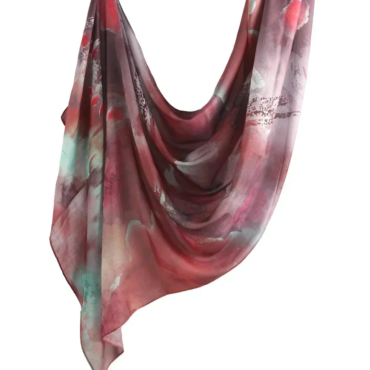 Brushstroke Bloom Hijab - Watercolor Print Breathable Scarf