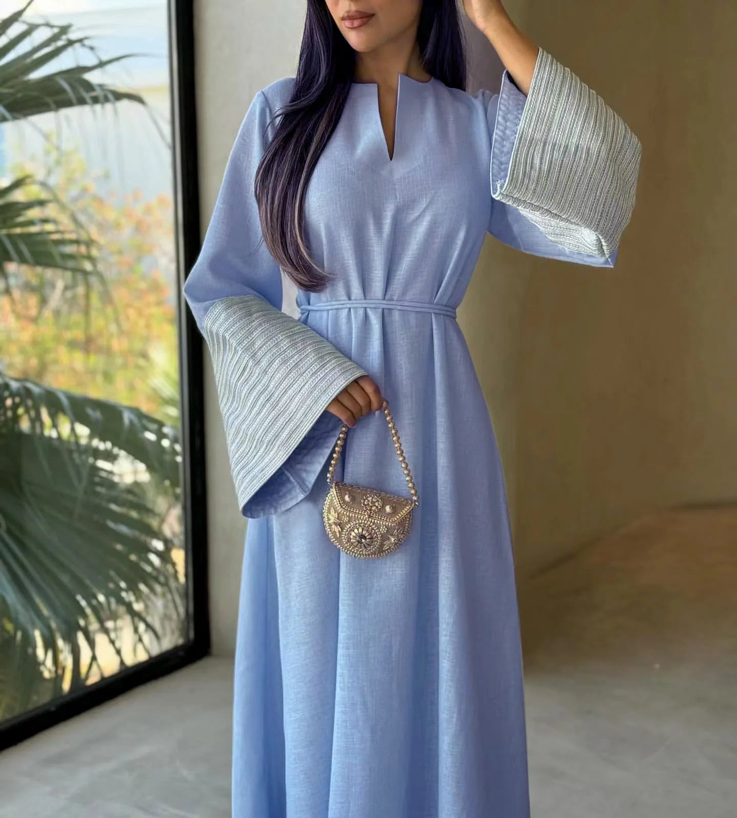 Belted Modest Kimono Abaya