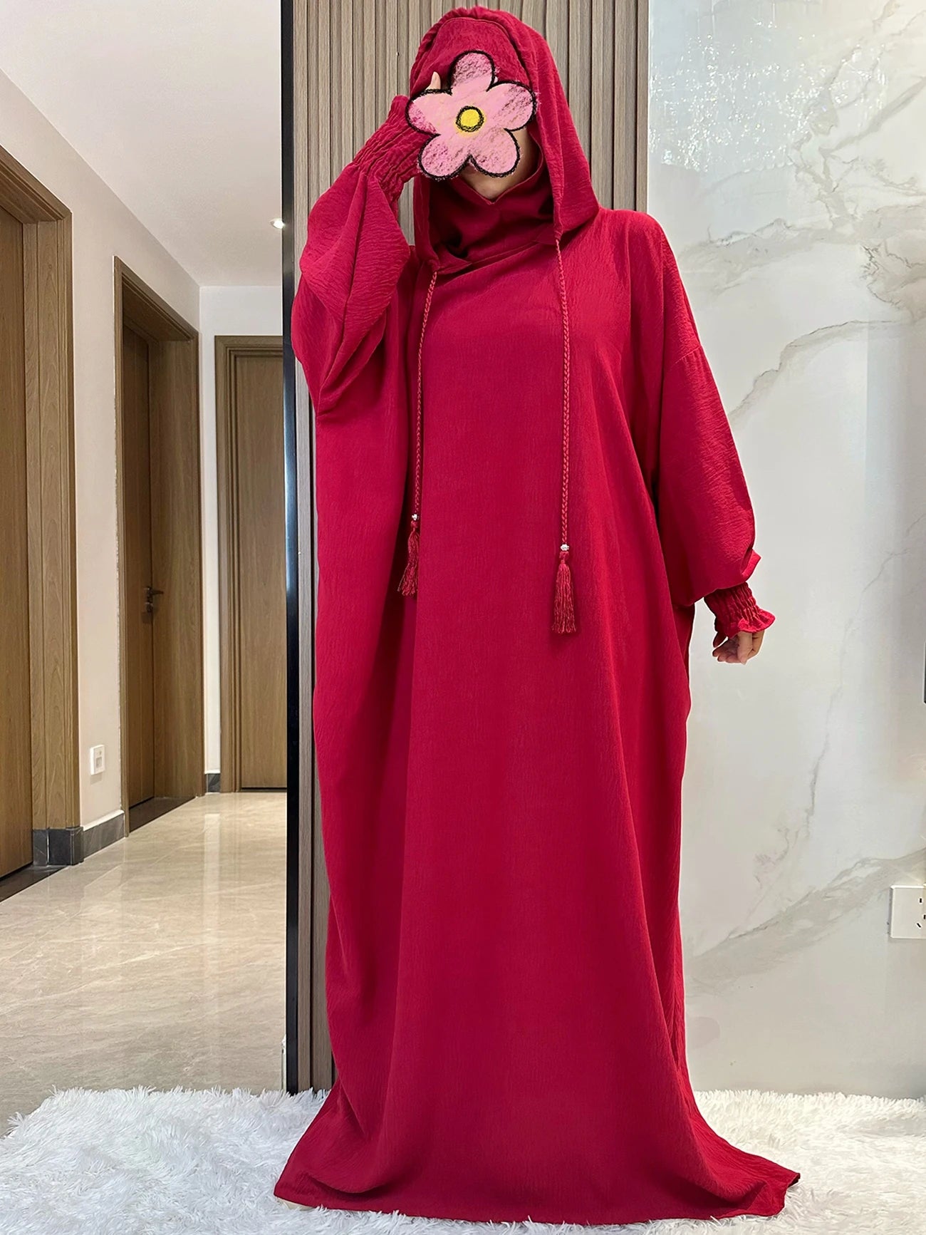 Cotton Abaya Maxi Dress with Hood