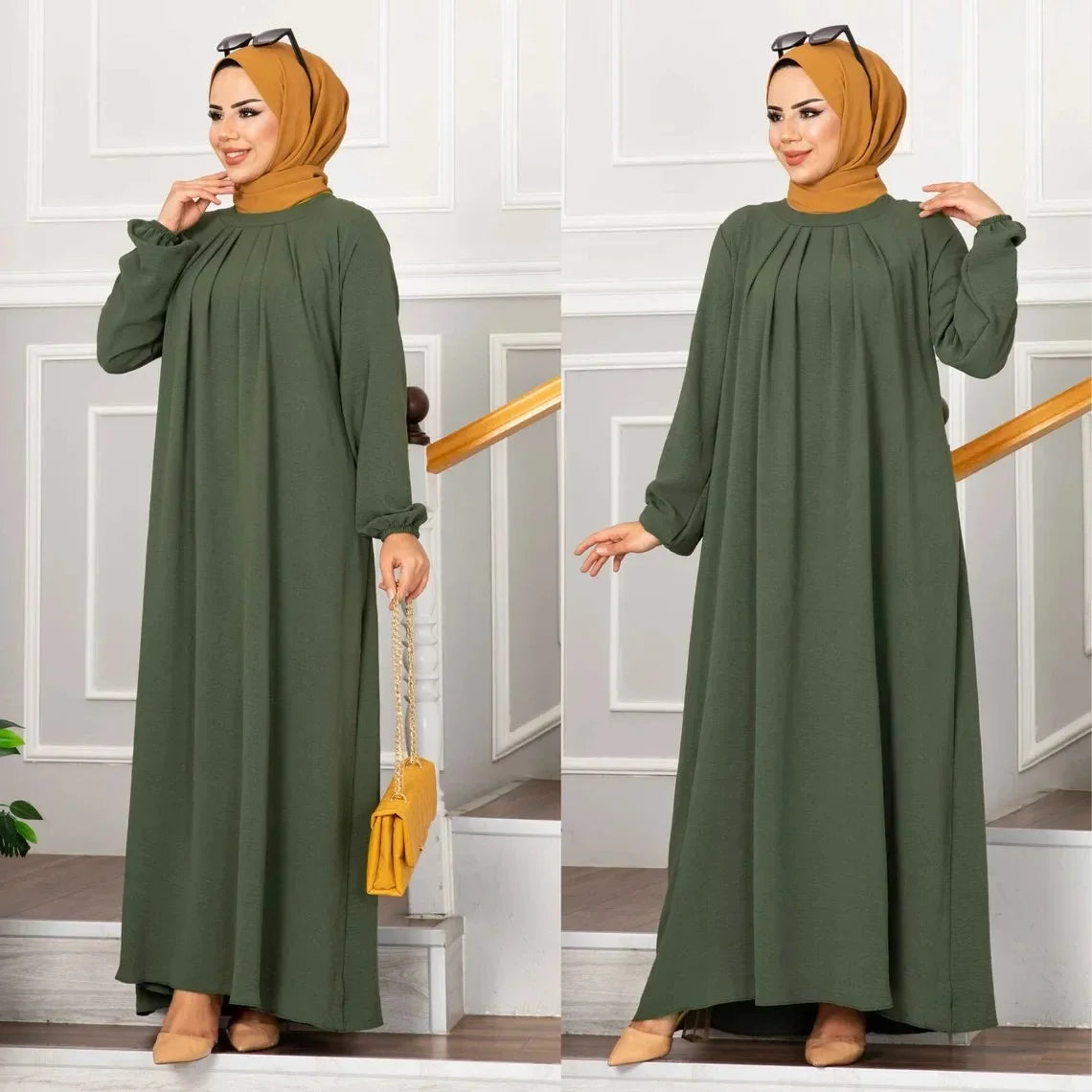 Pleated Modest Abaya Dress