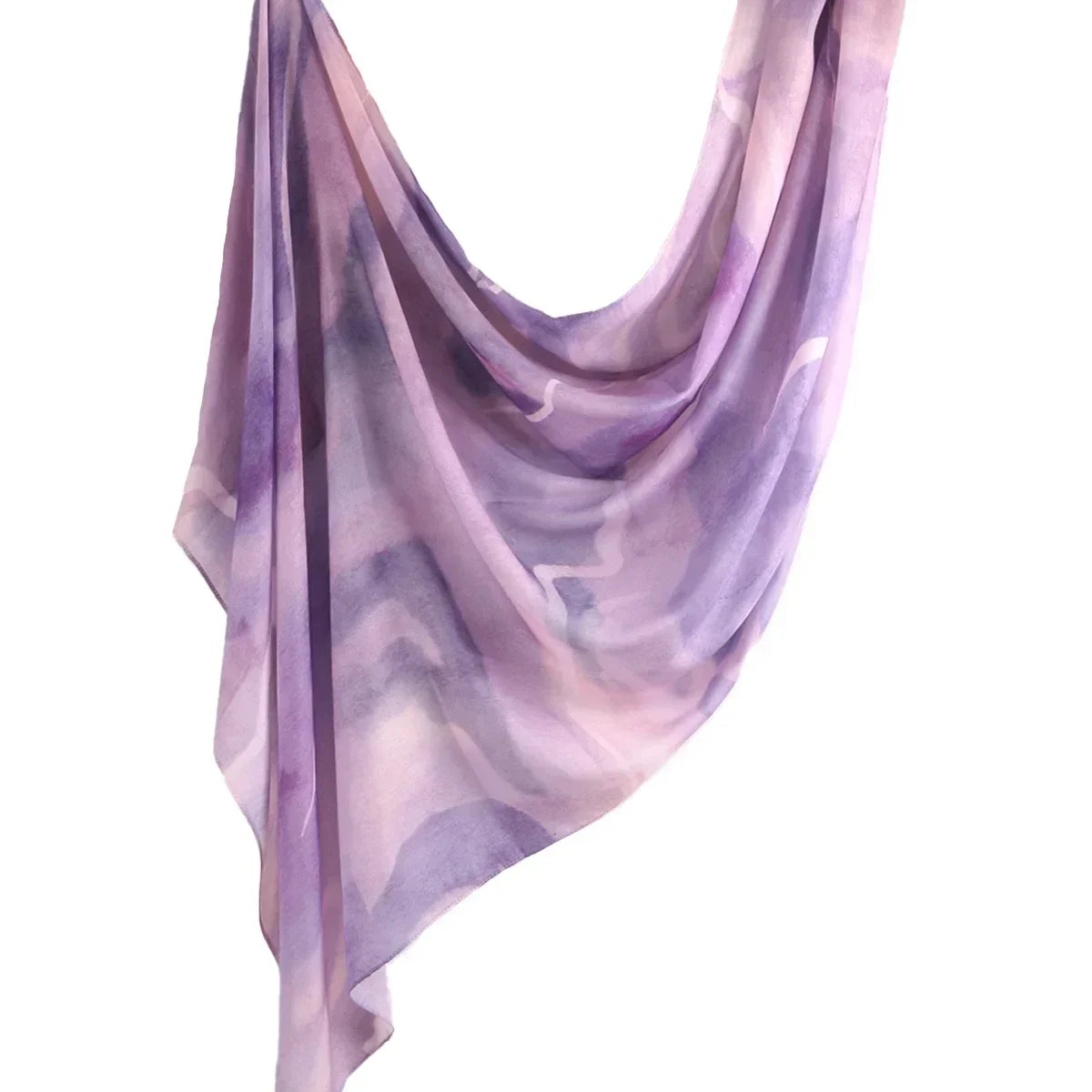 Brushstroke Bloom Hijab - Watercolor Print Breathable Scarf