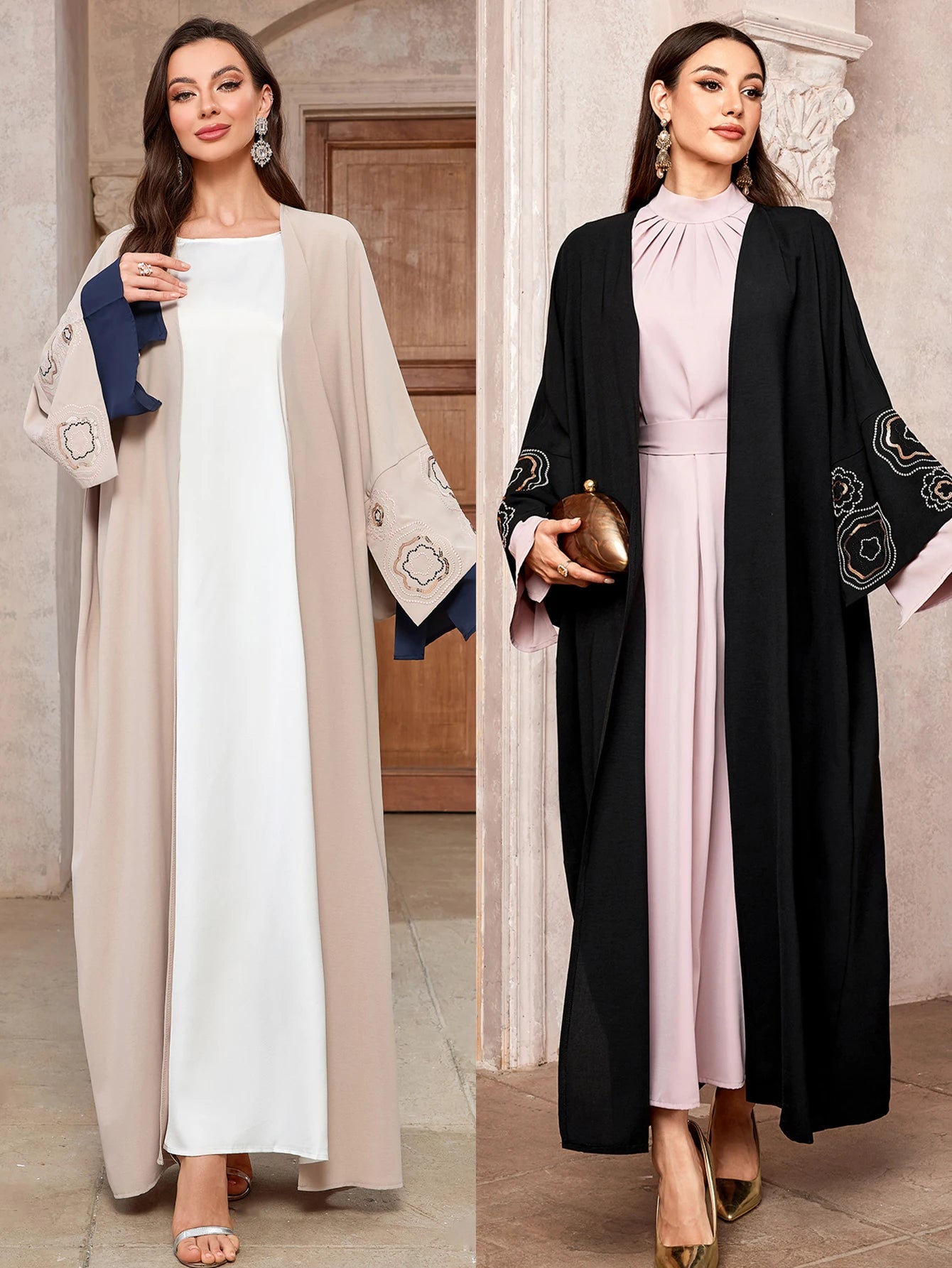 Dubai Turkey Abayas  For Women Modest Dress Ramadan Eid Embroidery Kimono Musulmane Kaftan Oversize Islamic Robe Open Abaya