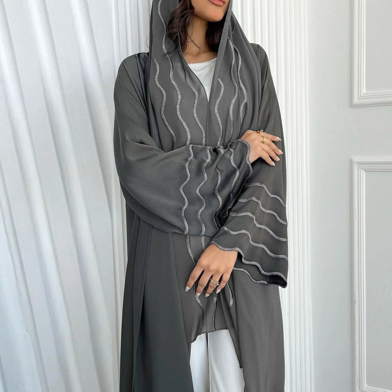 Open Abaya Dubai Style with Scarf